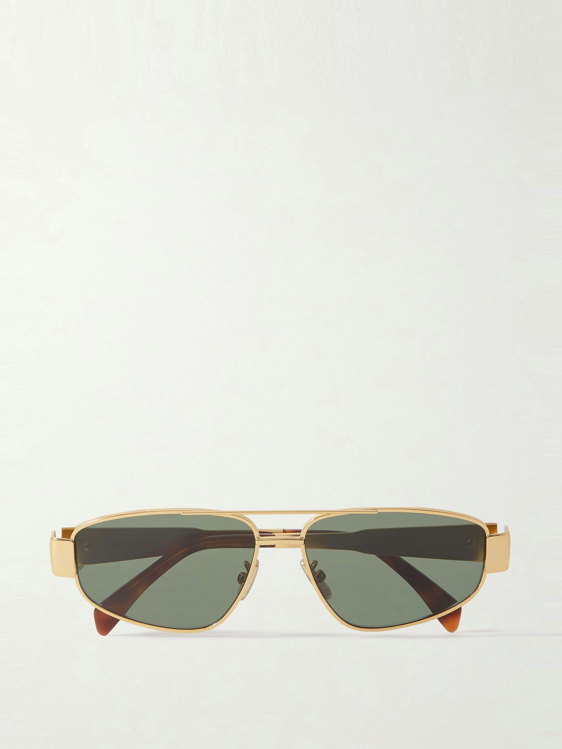 Triomphe aviator-style gold-tone and tortoiseshell acetate sunglasses