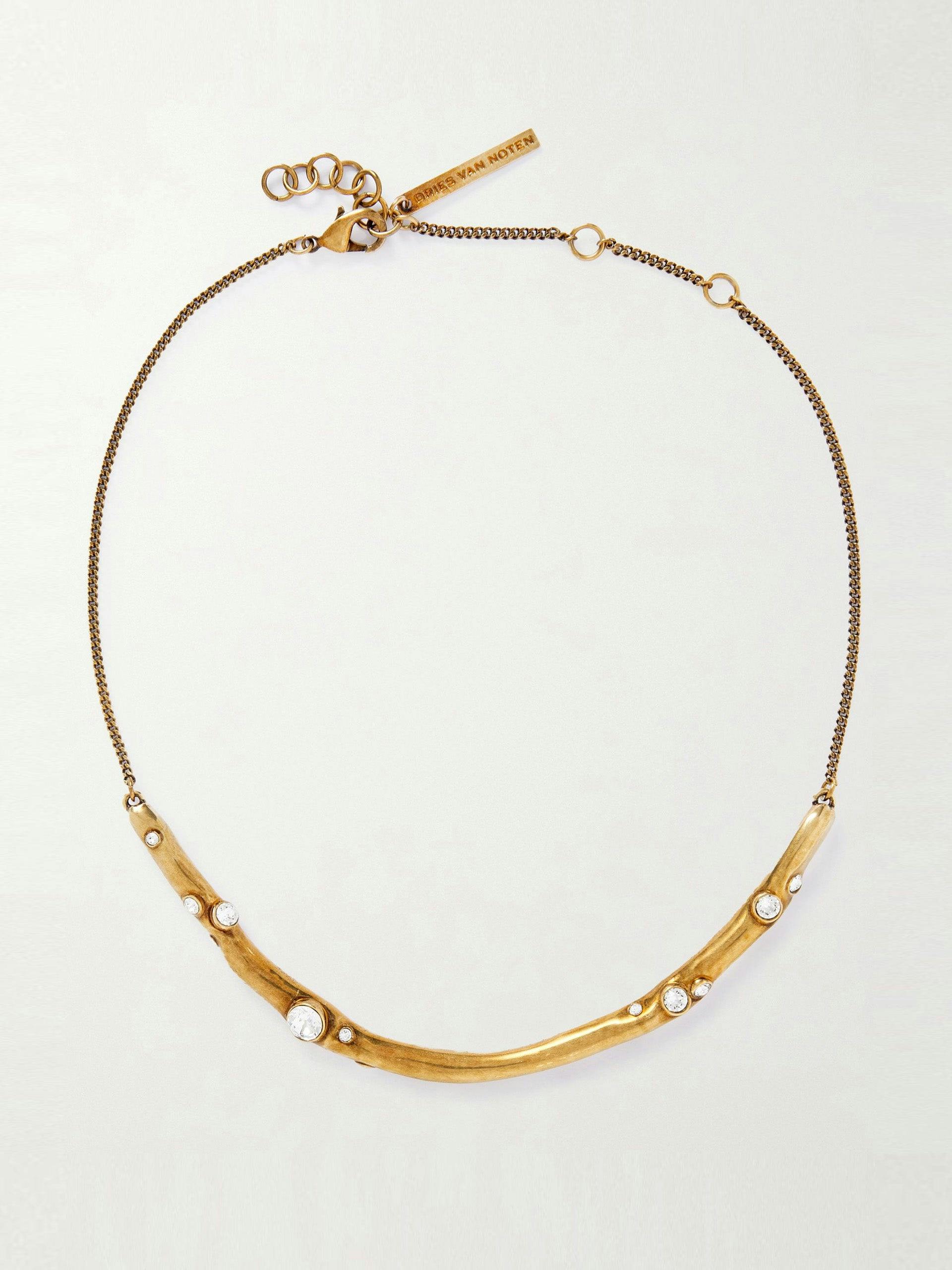 Gold-tone crystal-embellished necklace