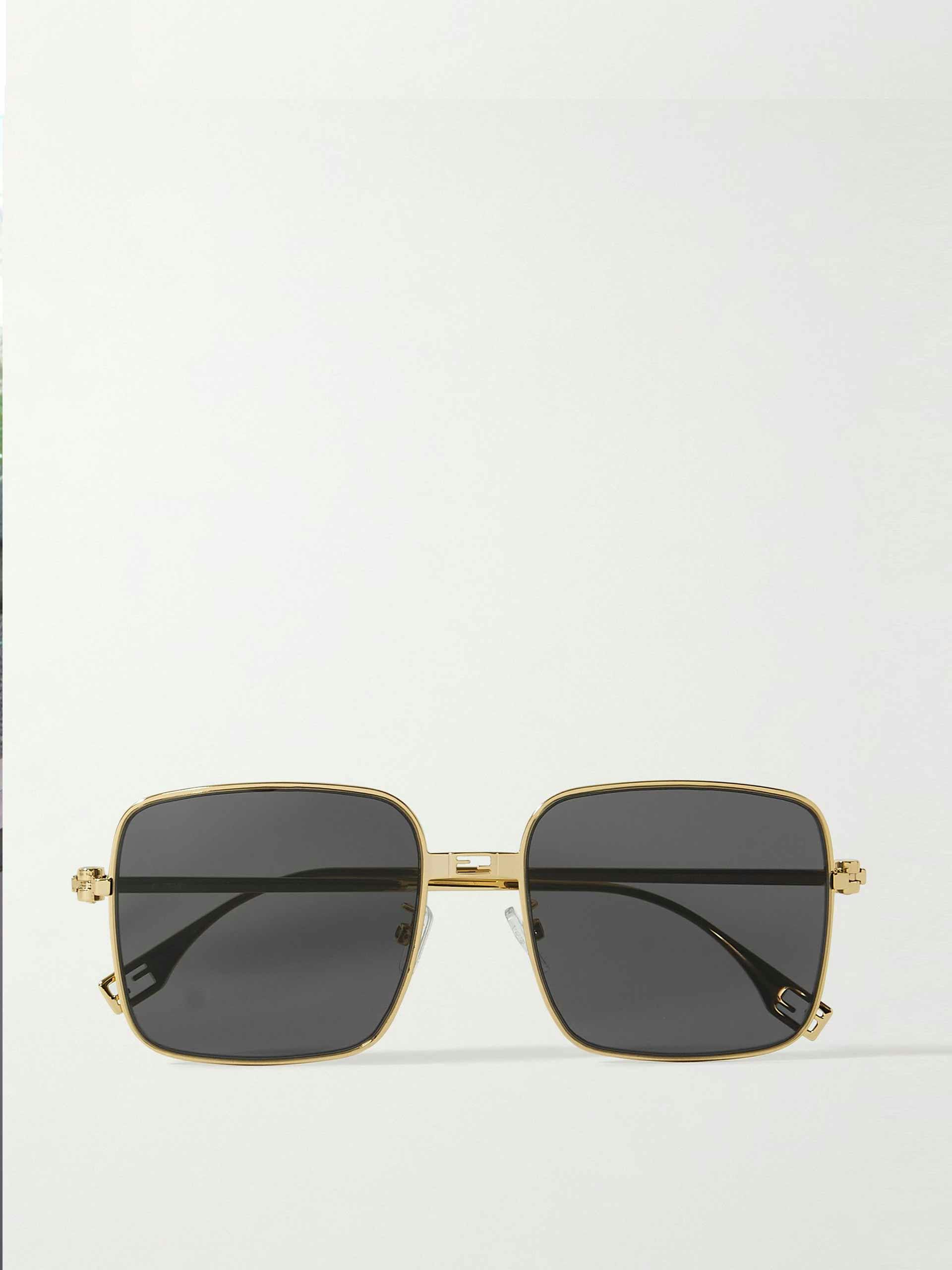 Baguette square-frame gold-tone sunglasses