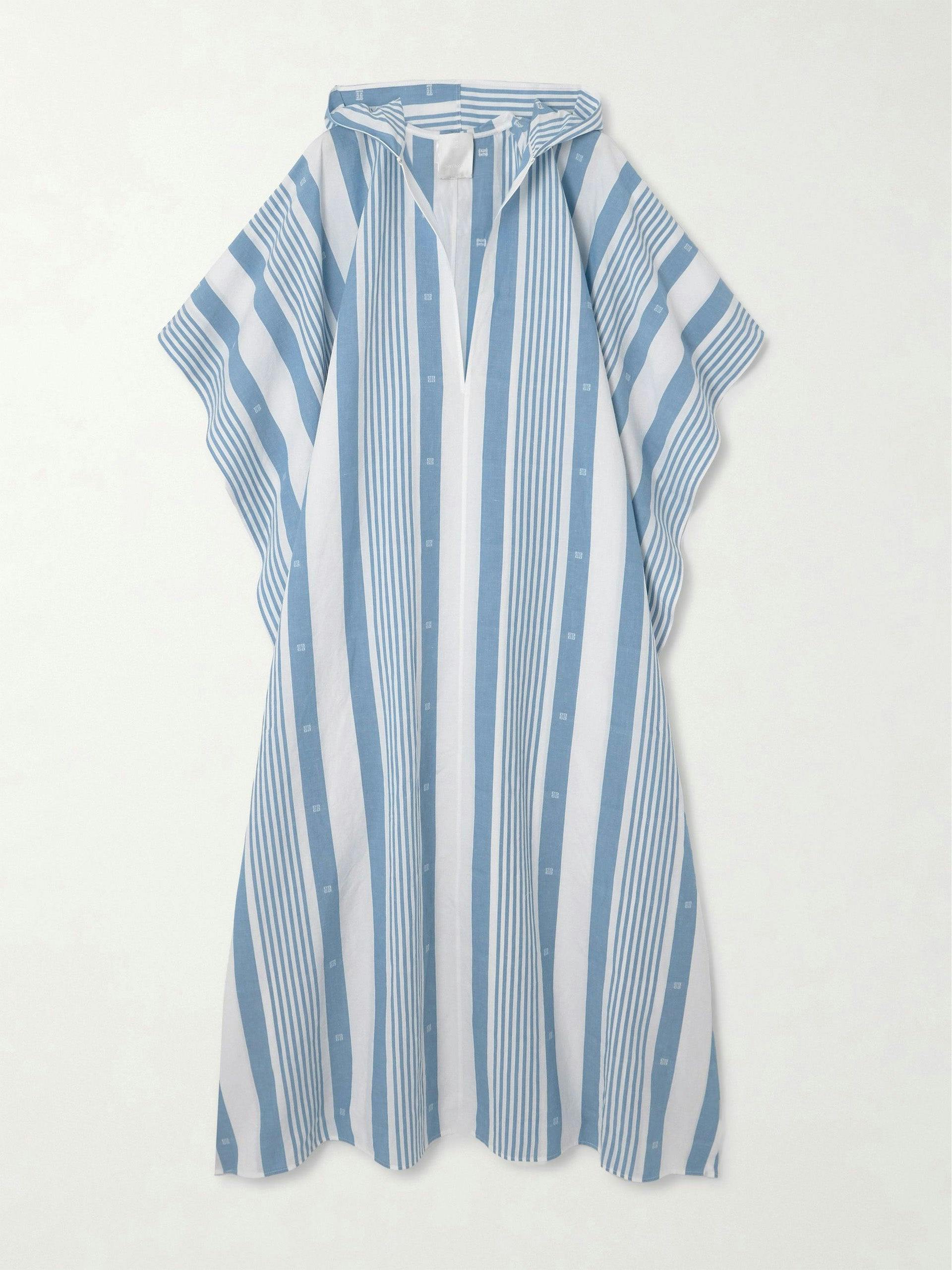 Striped cotton and linen-blend kaftan