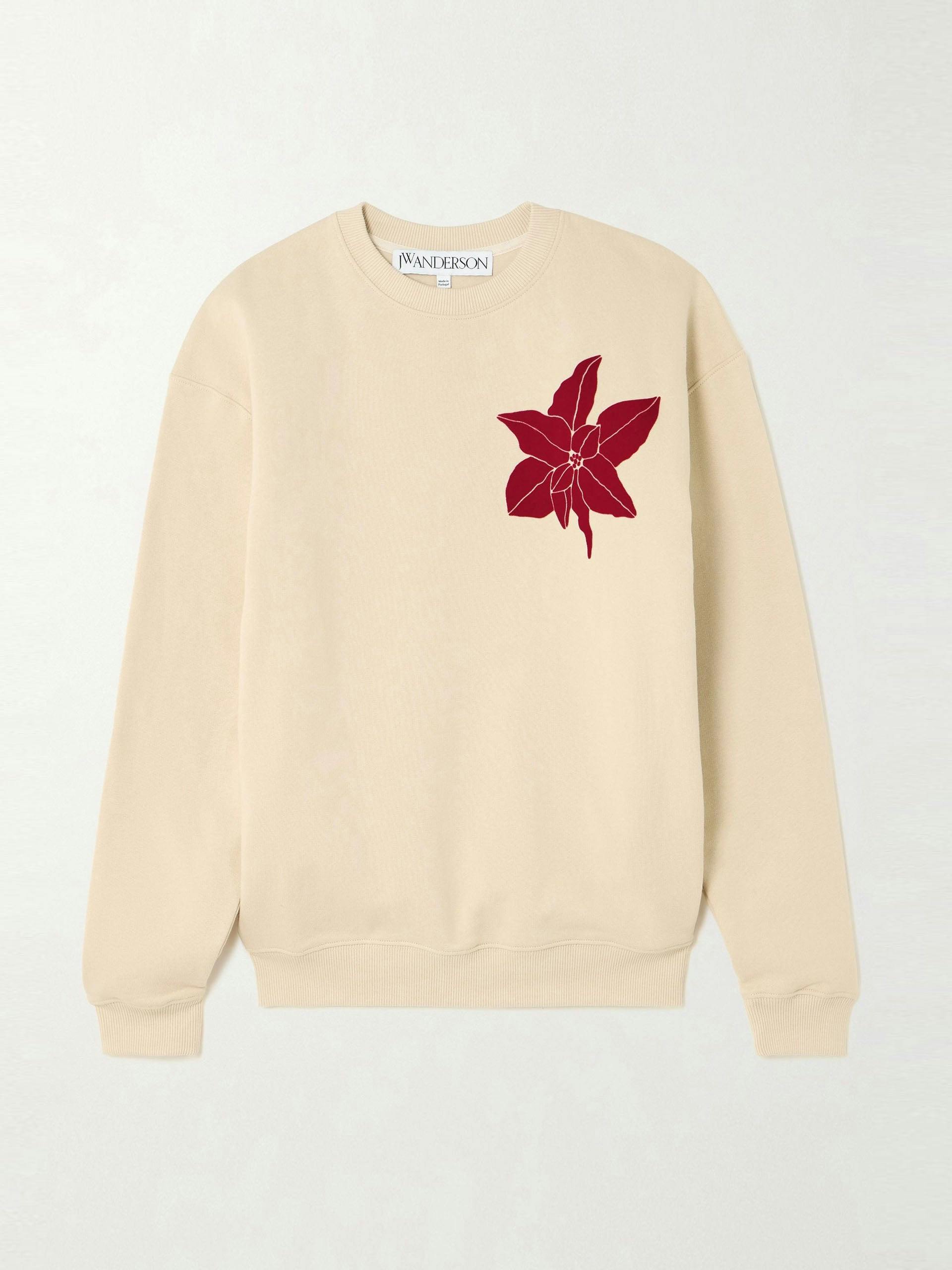 Flocked organic cotton-jersey sweatshirt