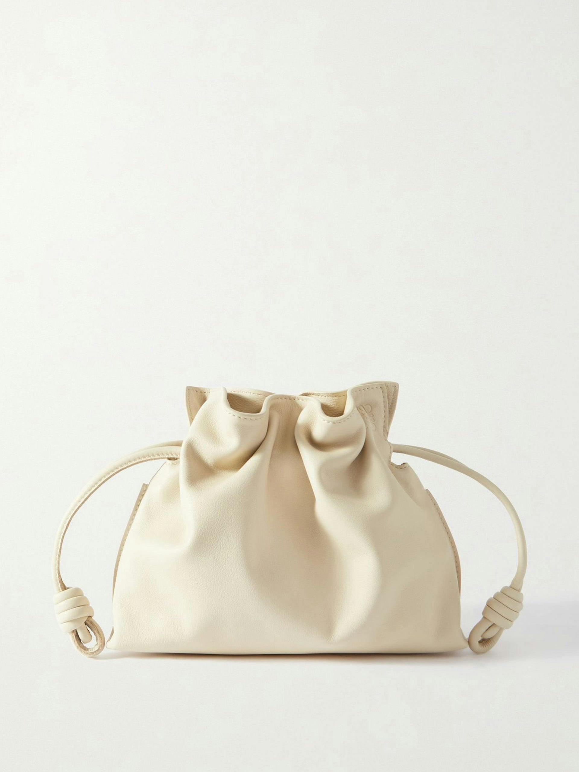 White mini leather clutch bag
