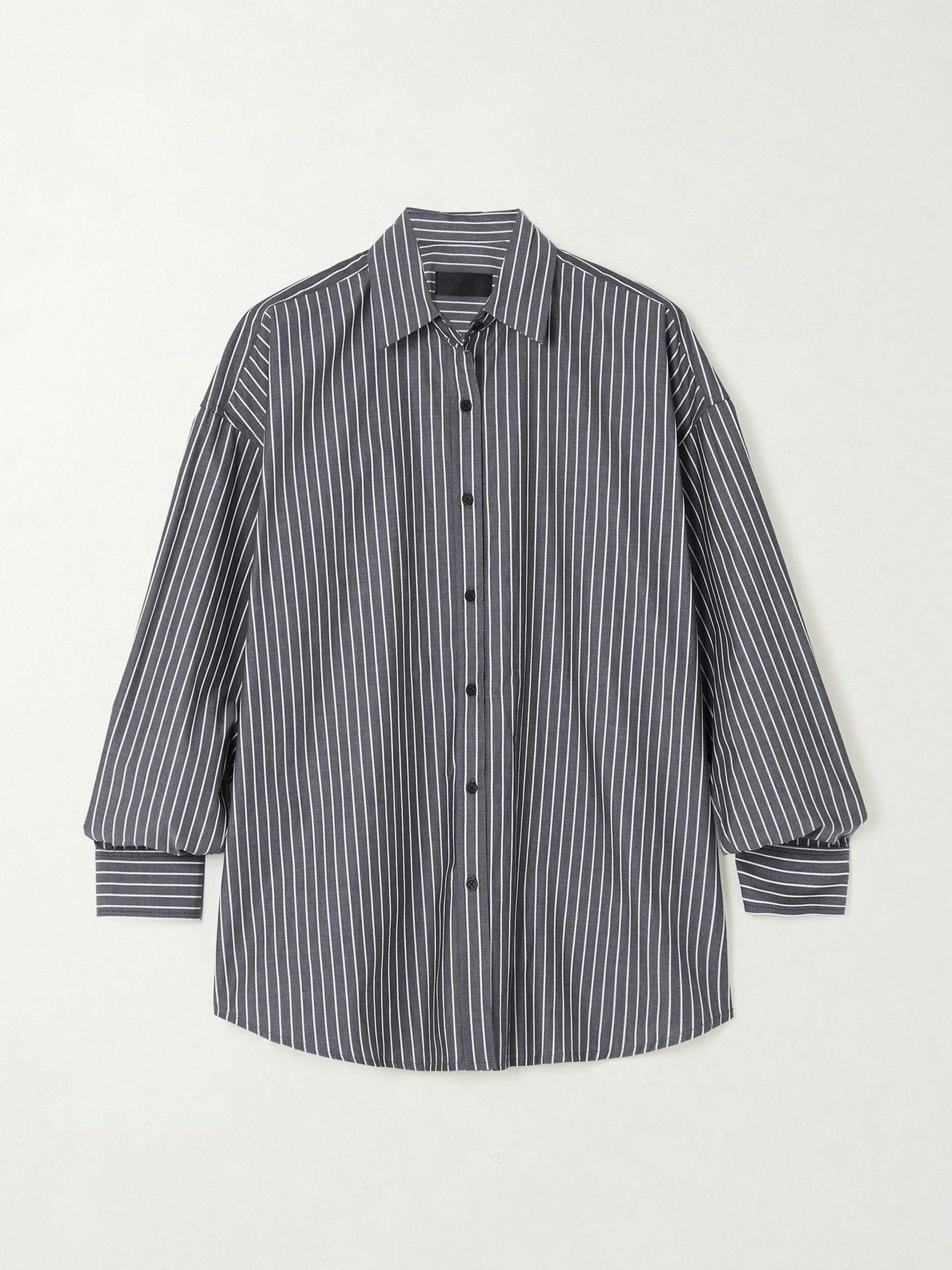 Oversized striped cotton-poplin shirt