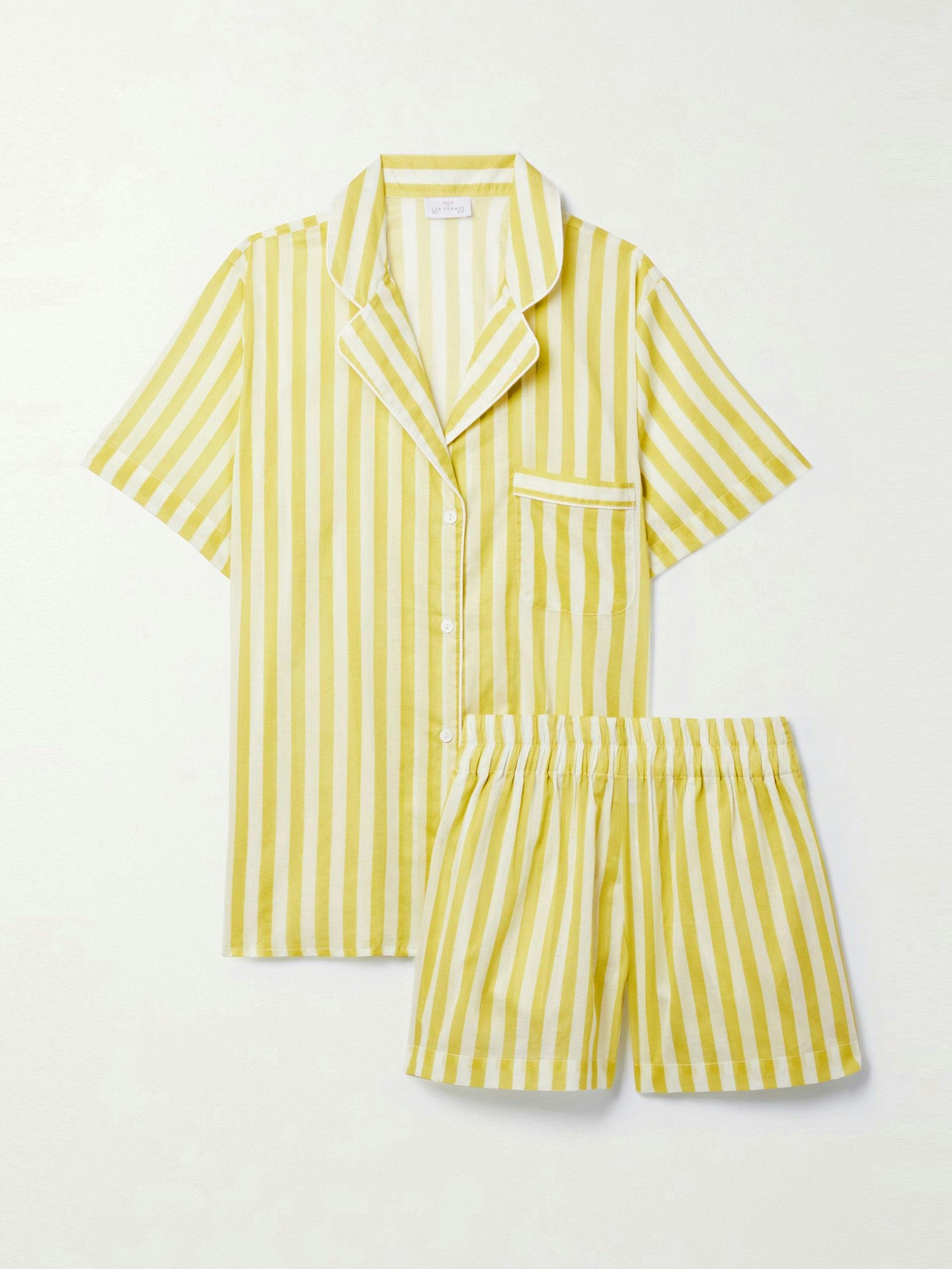Yellow stripe short pyjama set