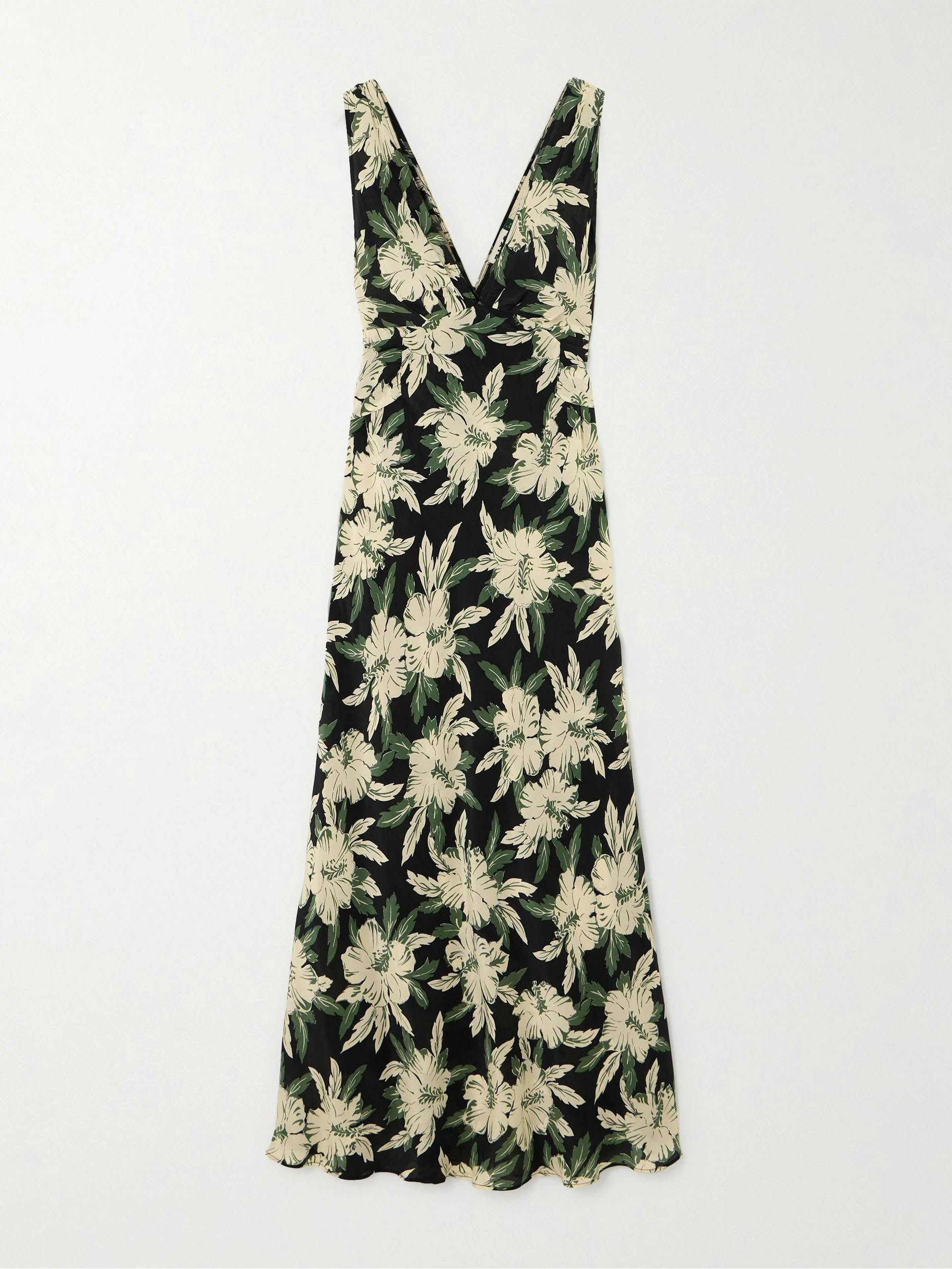 Lauriane floral-print silk crepe de chine midi dress