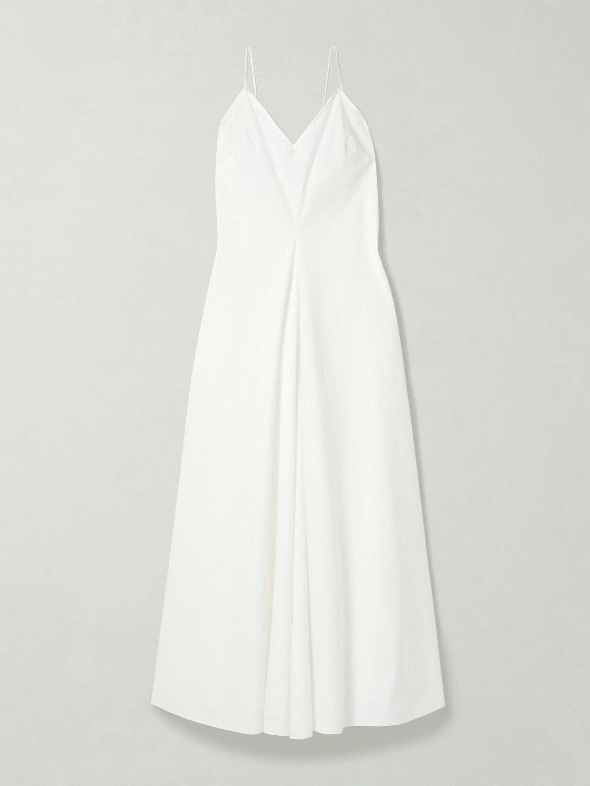 Pleated cotton-poplin midi dress