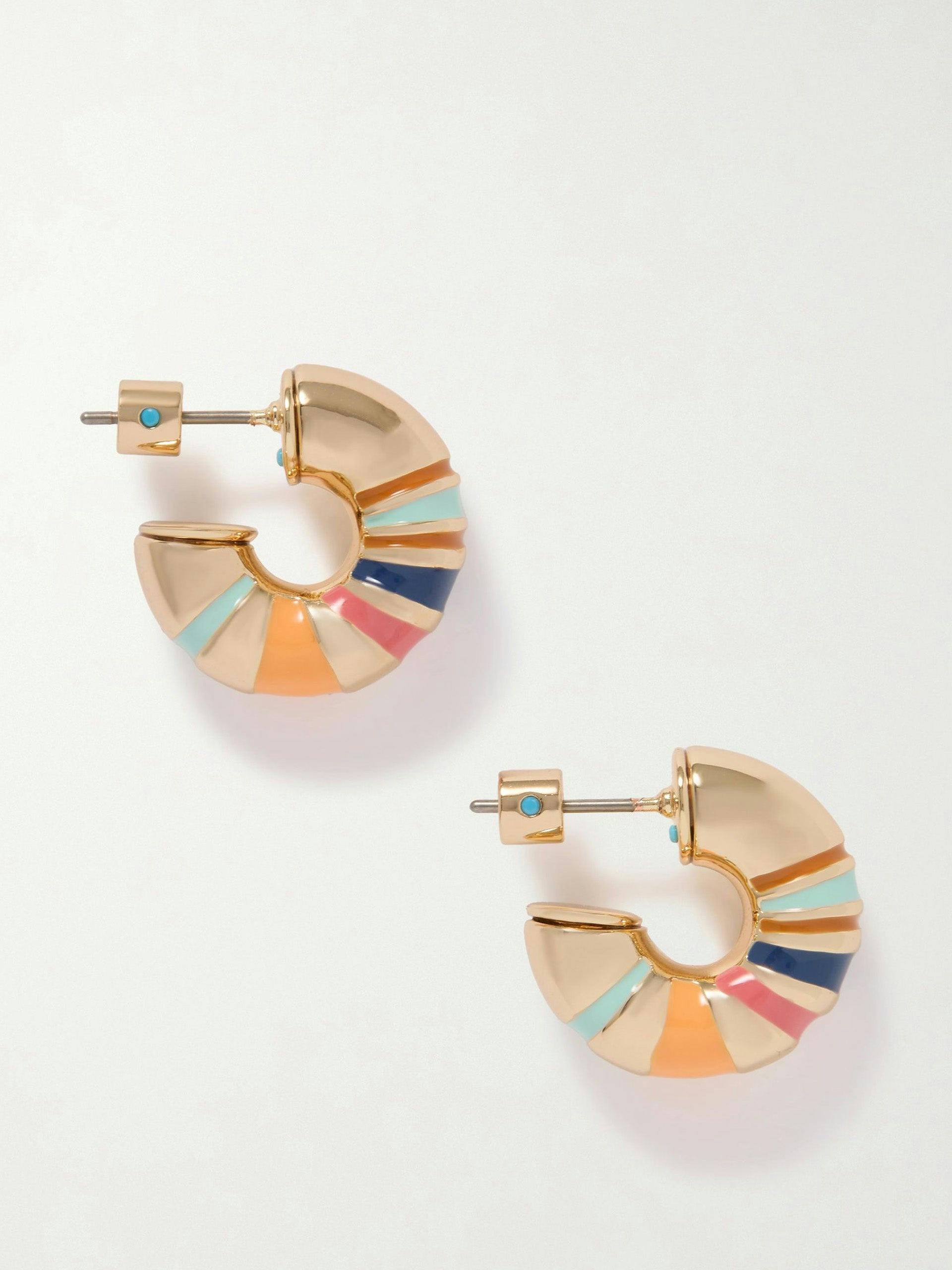 The Campania Chubbies gold-tone and enamel hoop earrings