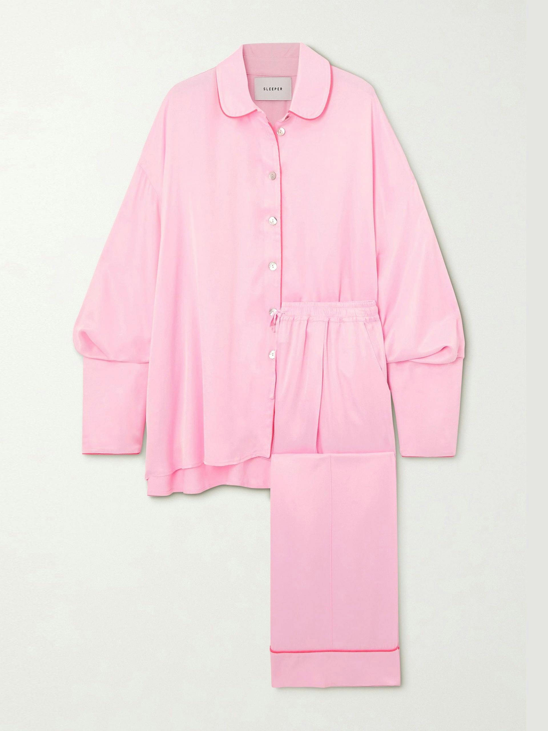 Pink silk pyjama set