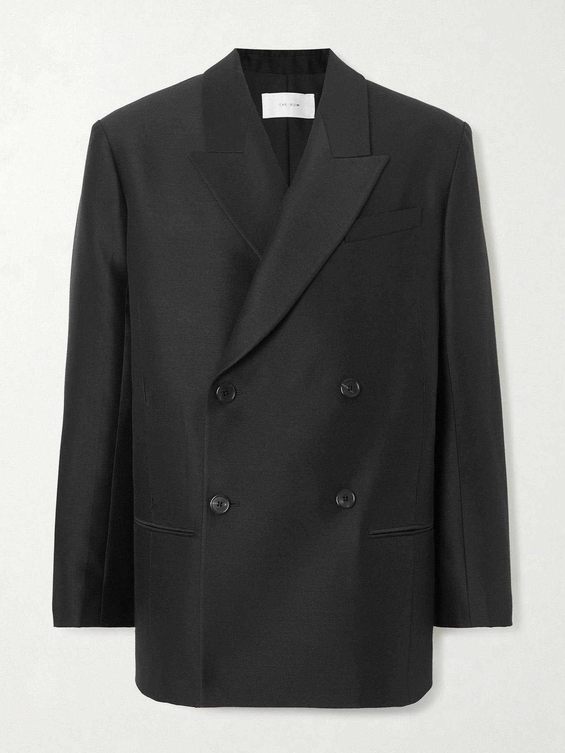 Black wool and silk-blend blazer