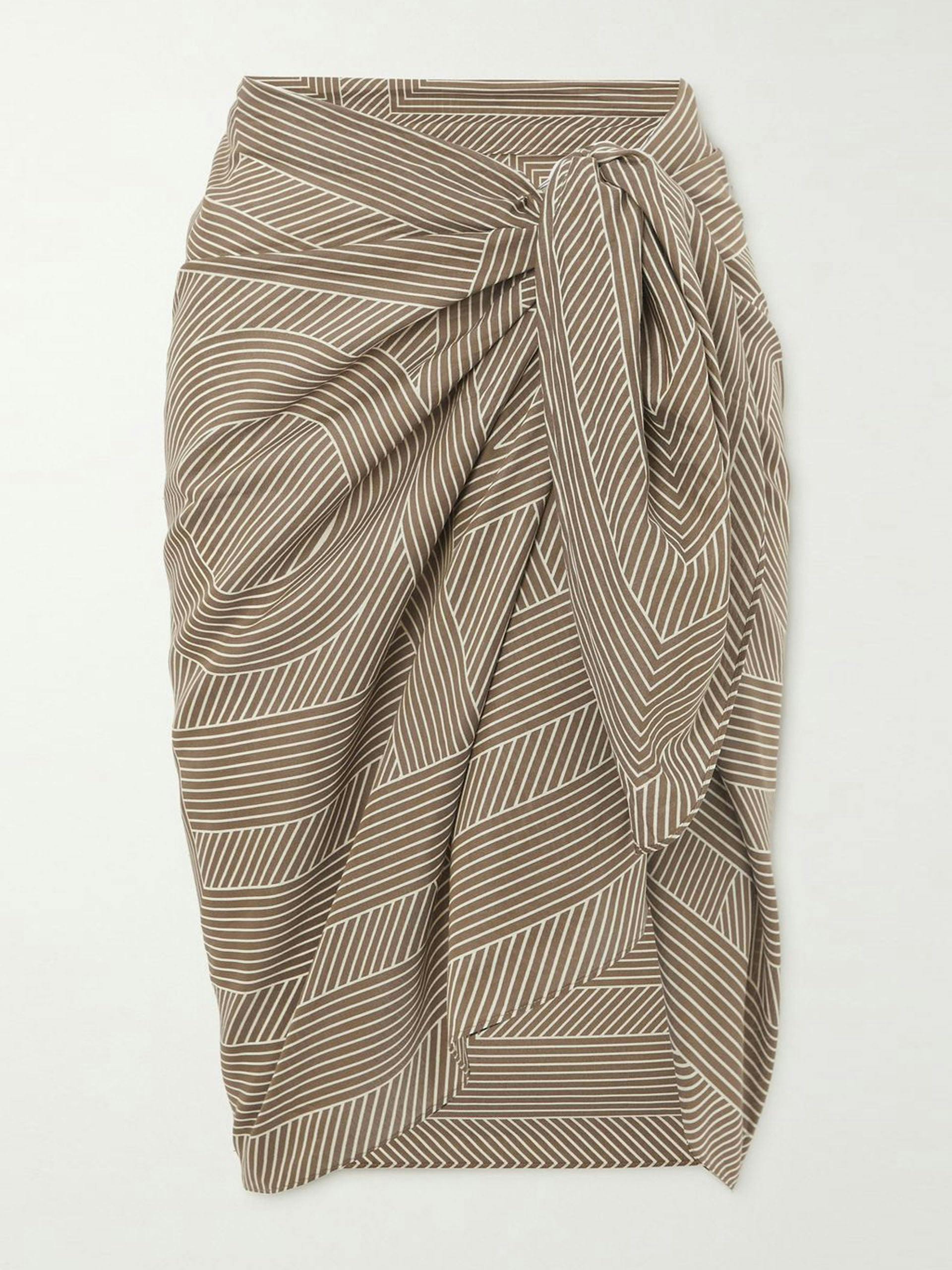 Striped cotton and silk-blend voile pareo