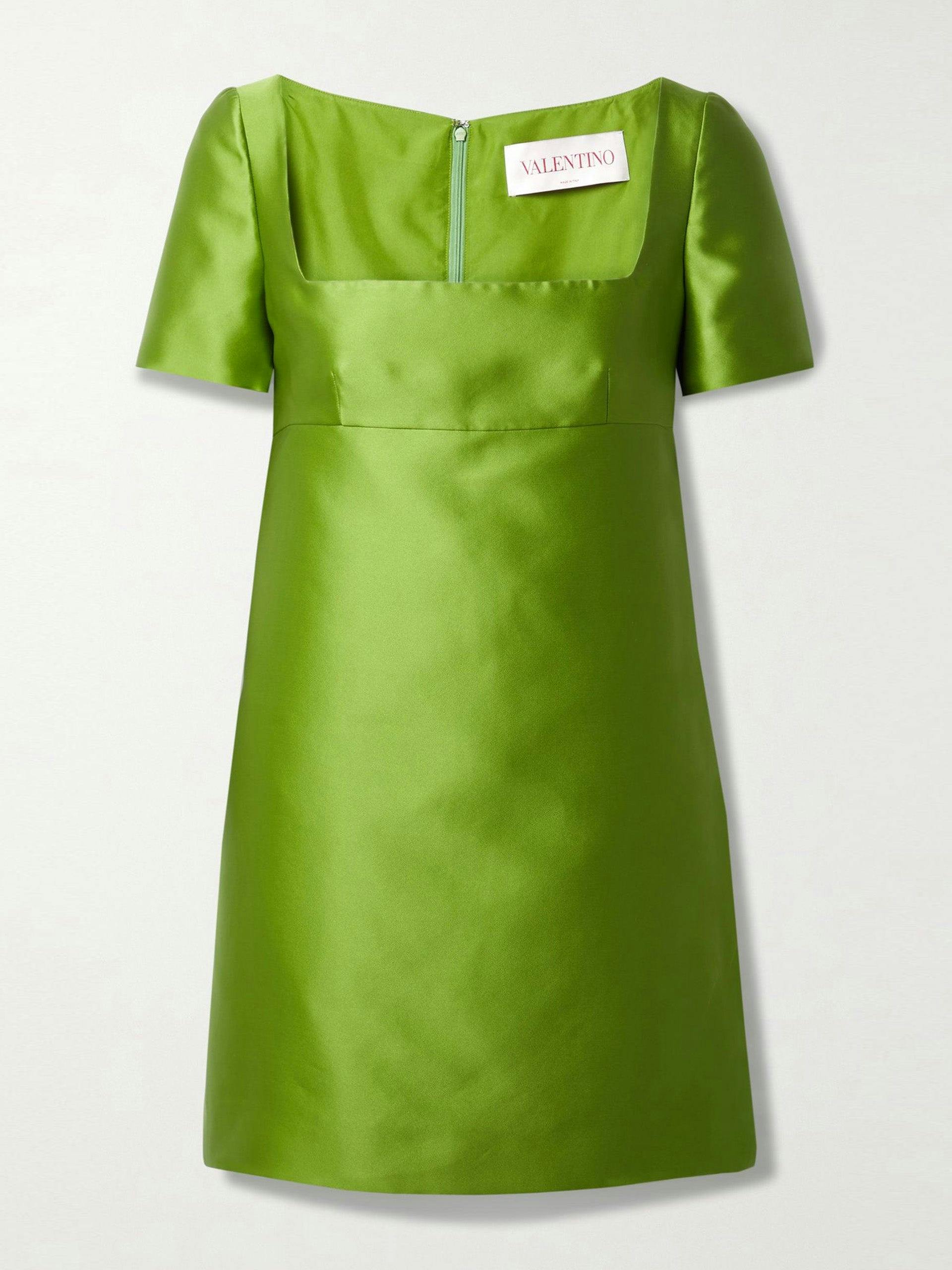 Bright green Mikado mini dress