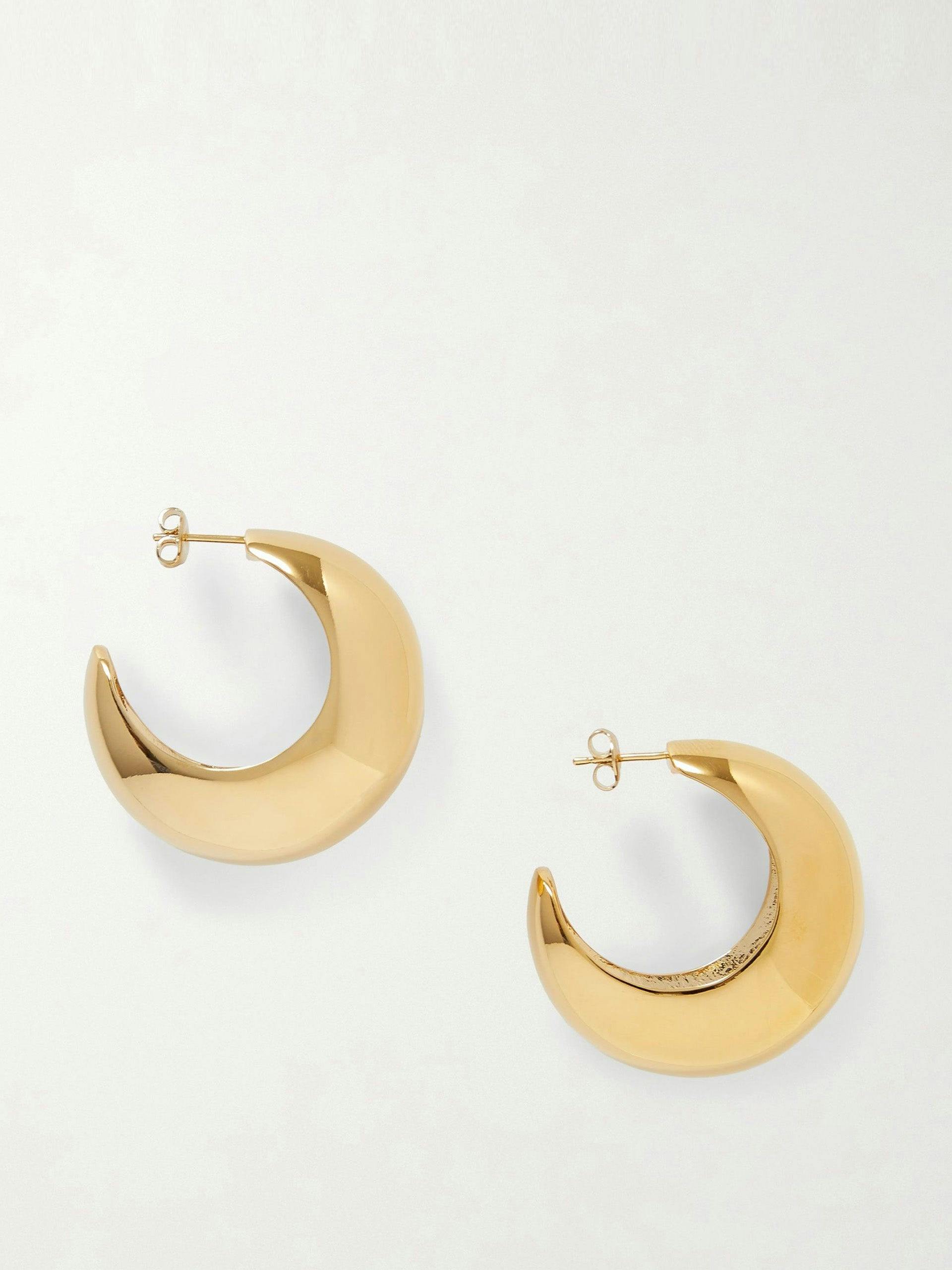 Crescent gold-tone earrings