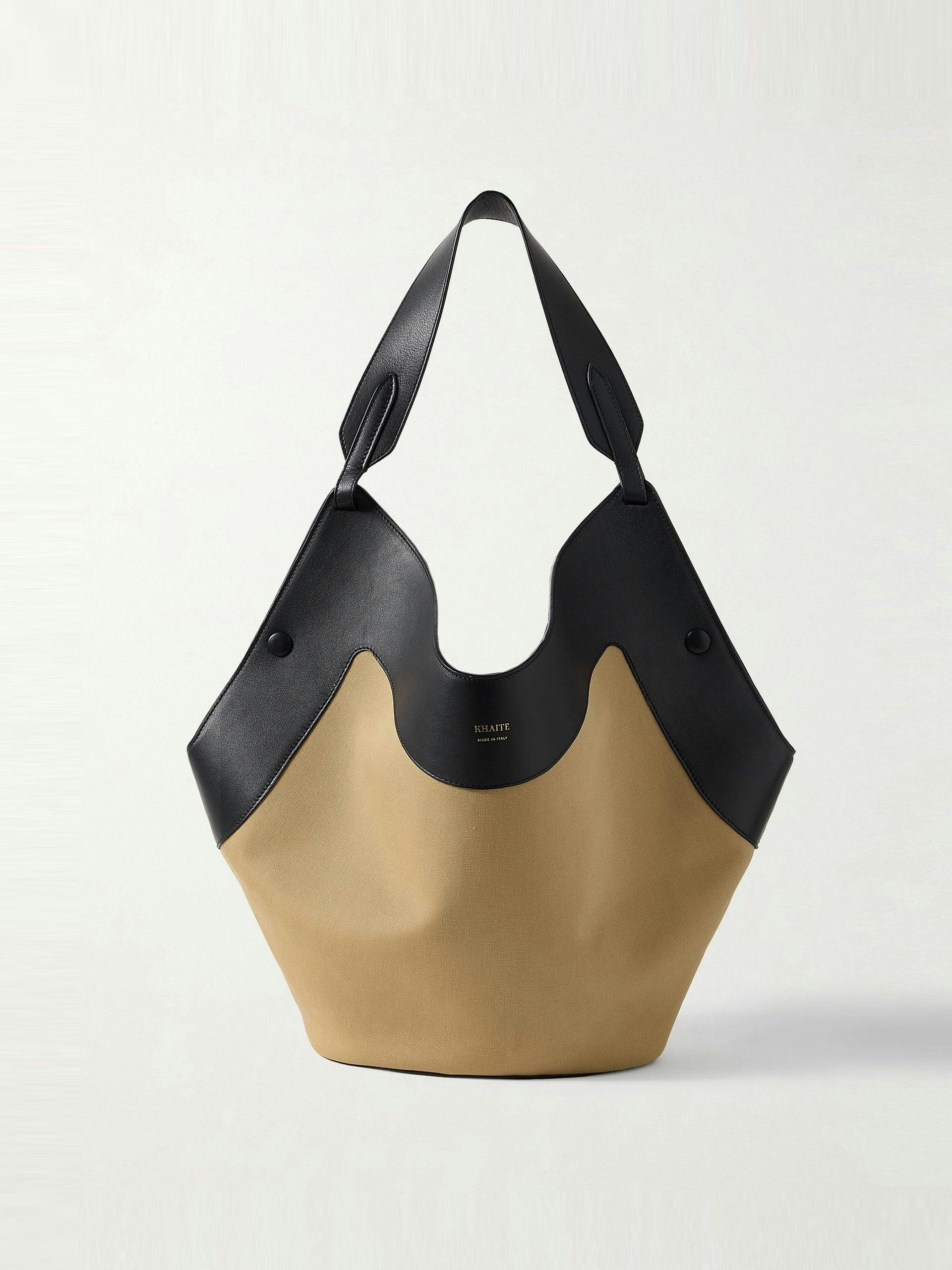 Lotus medium leather-trimmed canvas tote