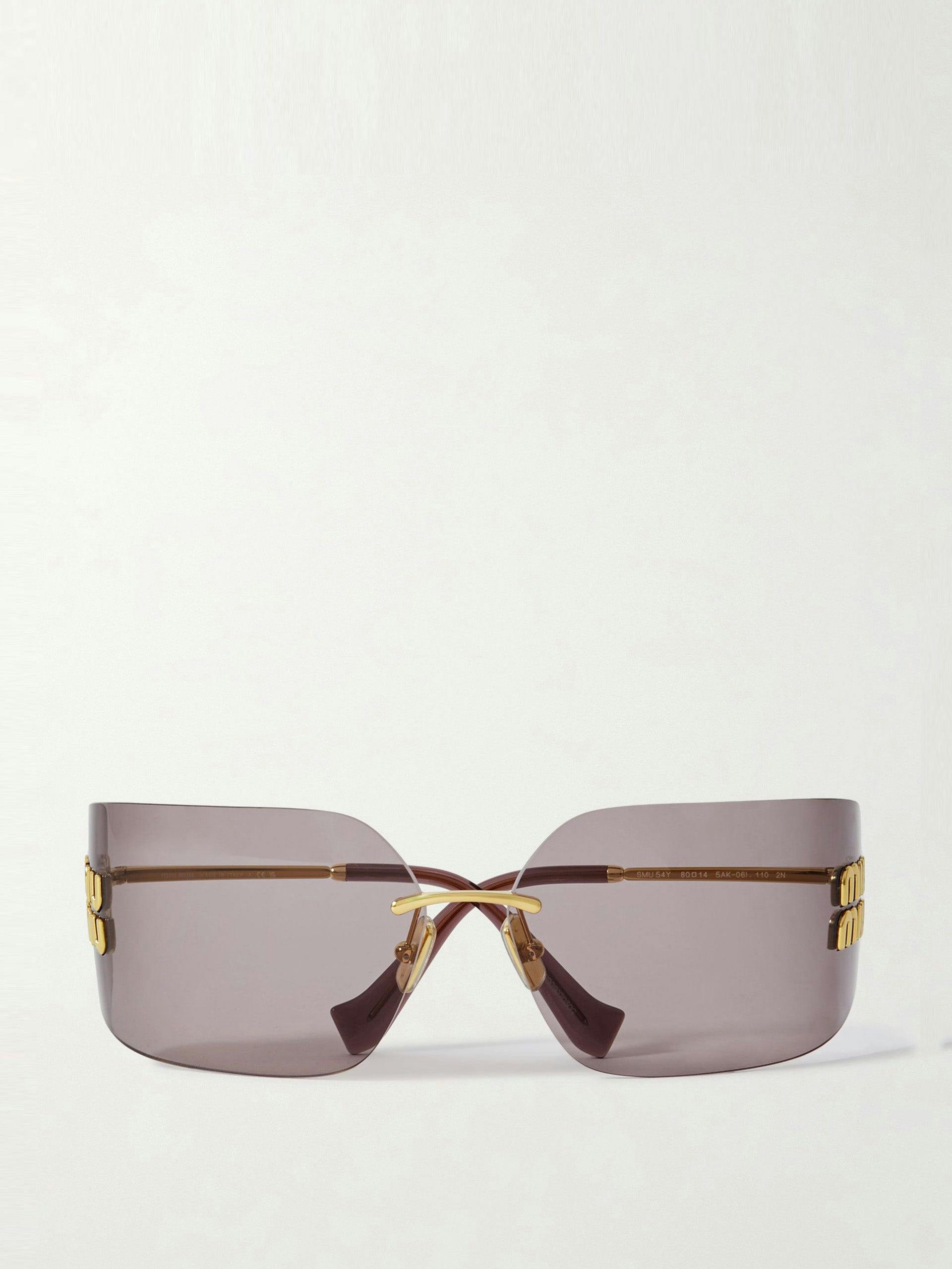 D-frame gold-tone sunglasses