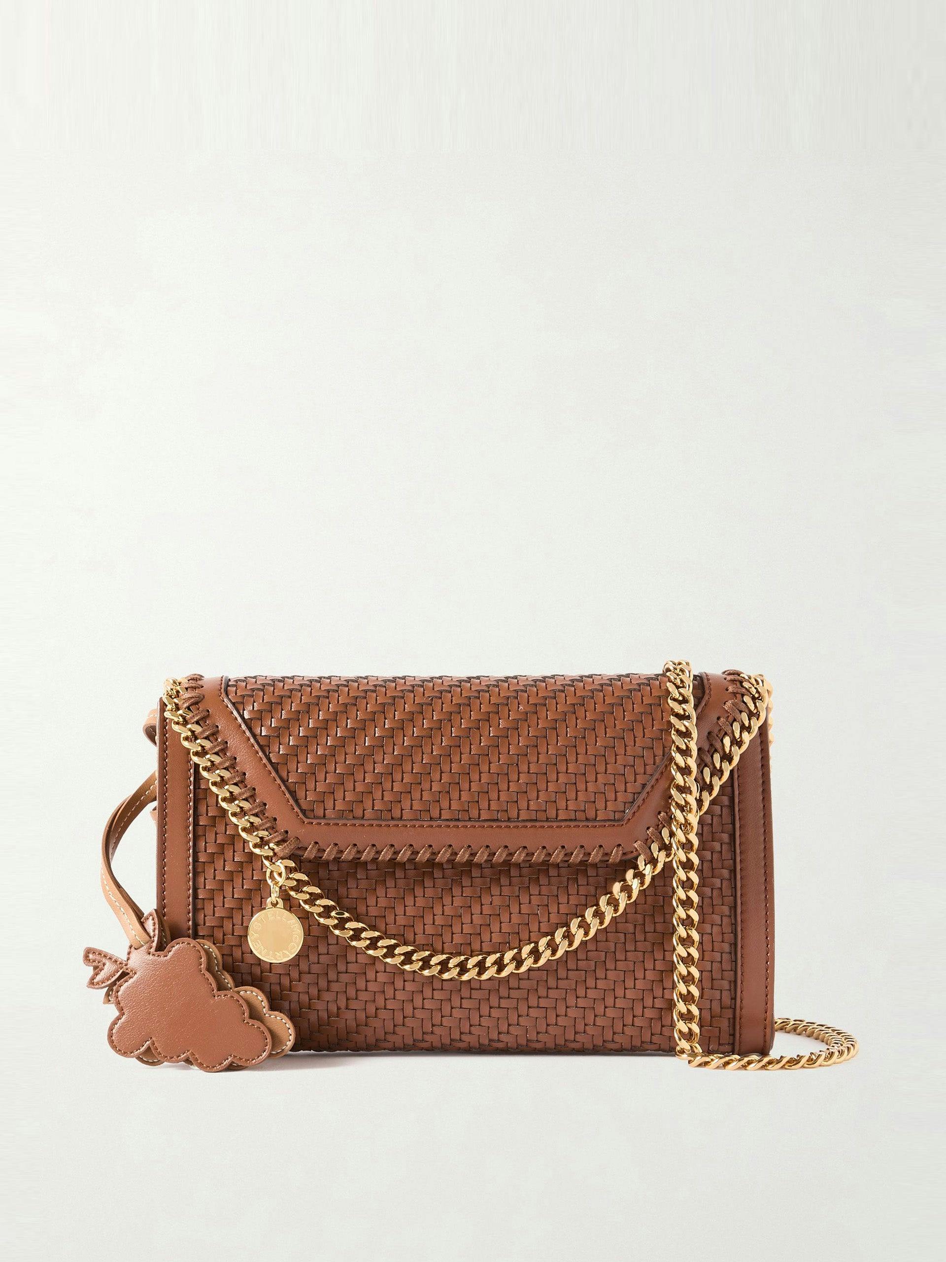 Falabella mini woven vegetarian leather shoulder bag