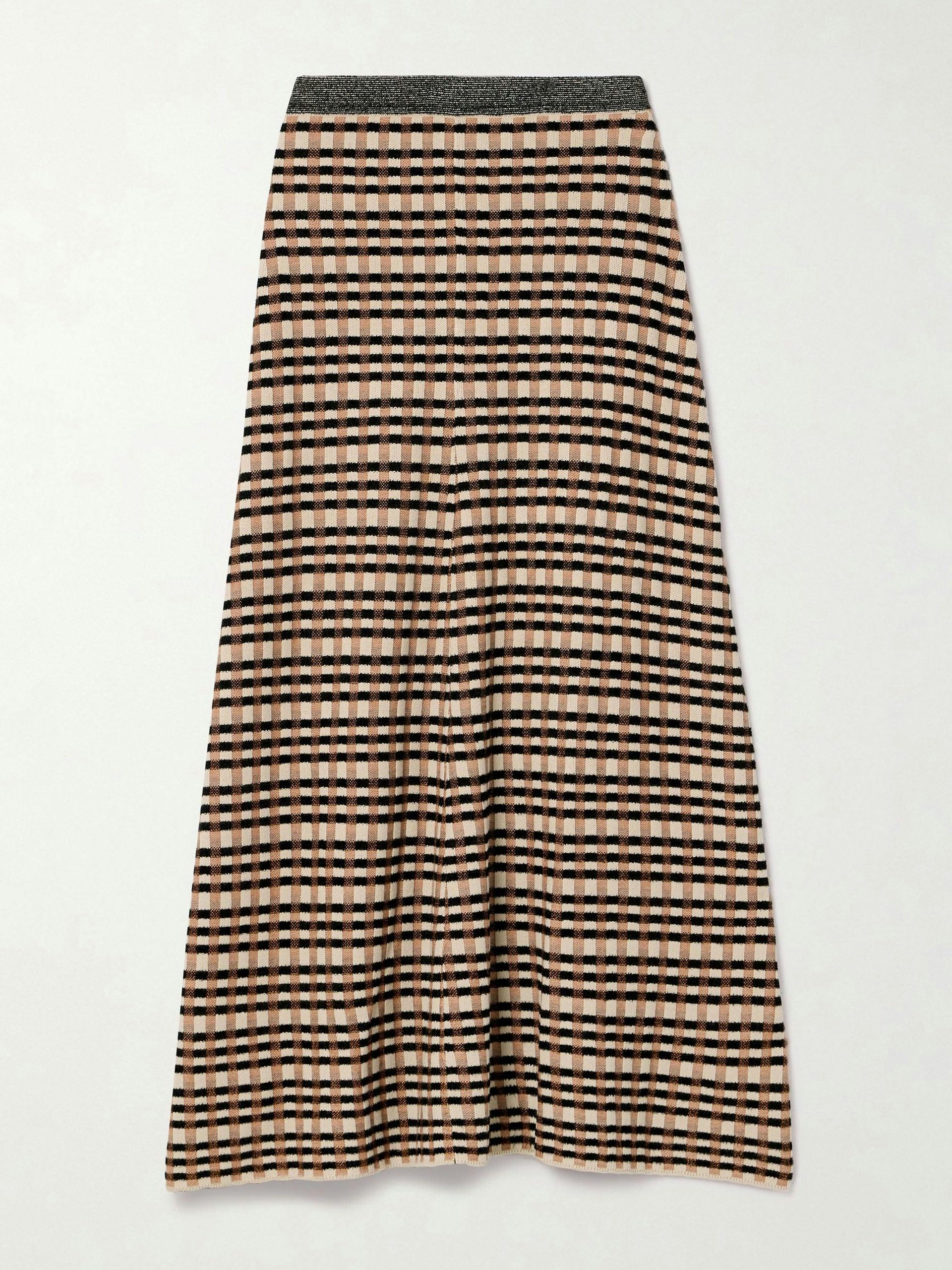 Amal checked jacquard-knit maxi skirt