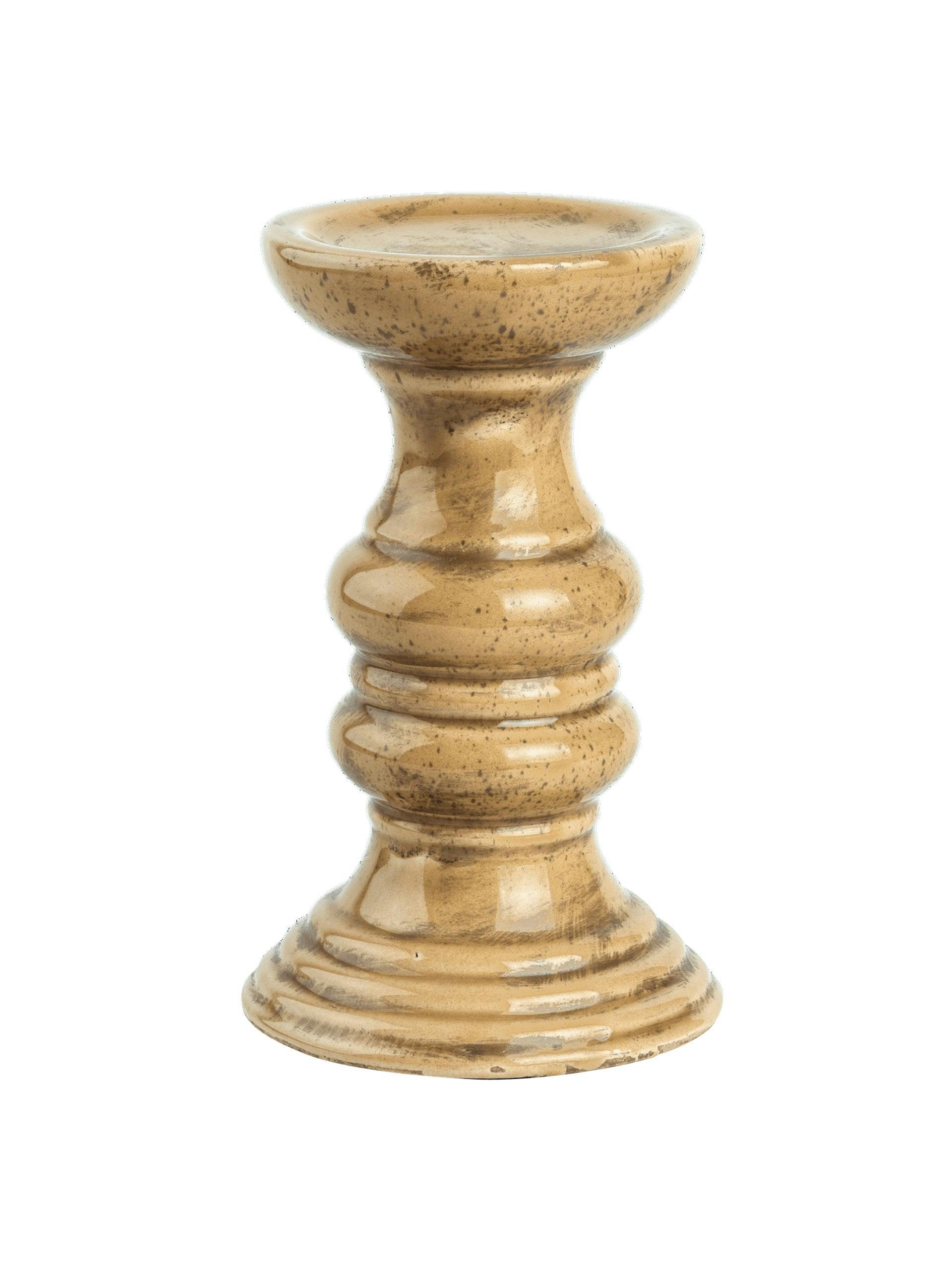 Terracotta clay candlestick holder