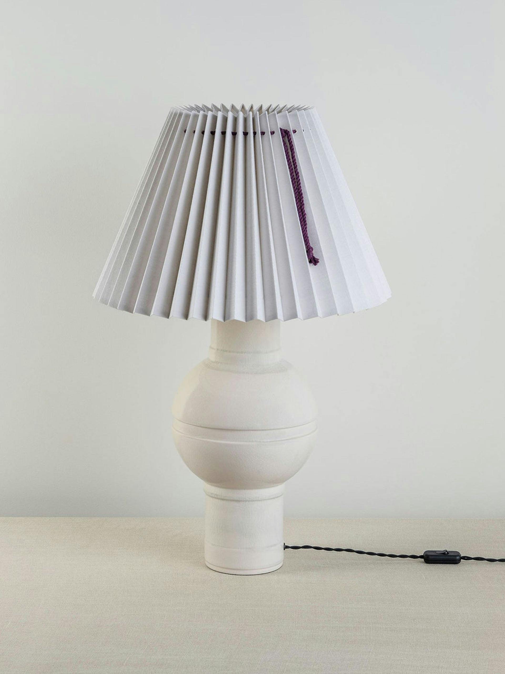 Orb ceramic table lamp base in warm white