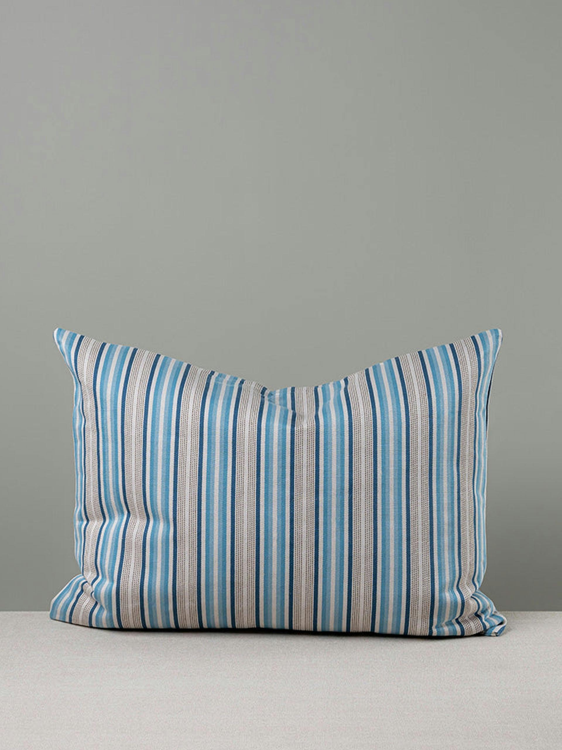 Rectangle Lollop cushion in blue Slow Lane cotton linen