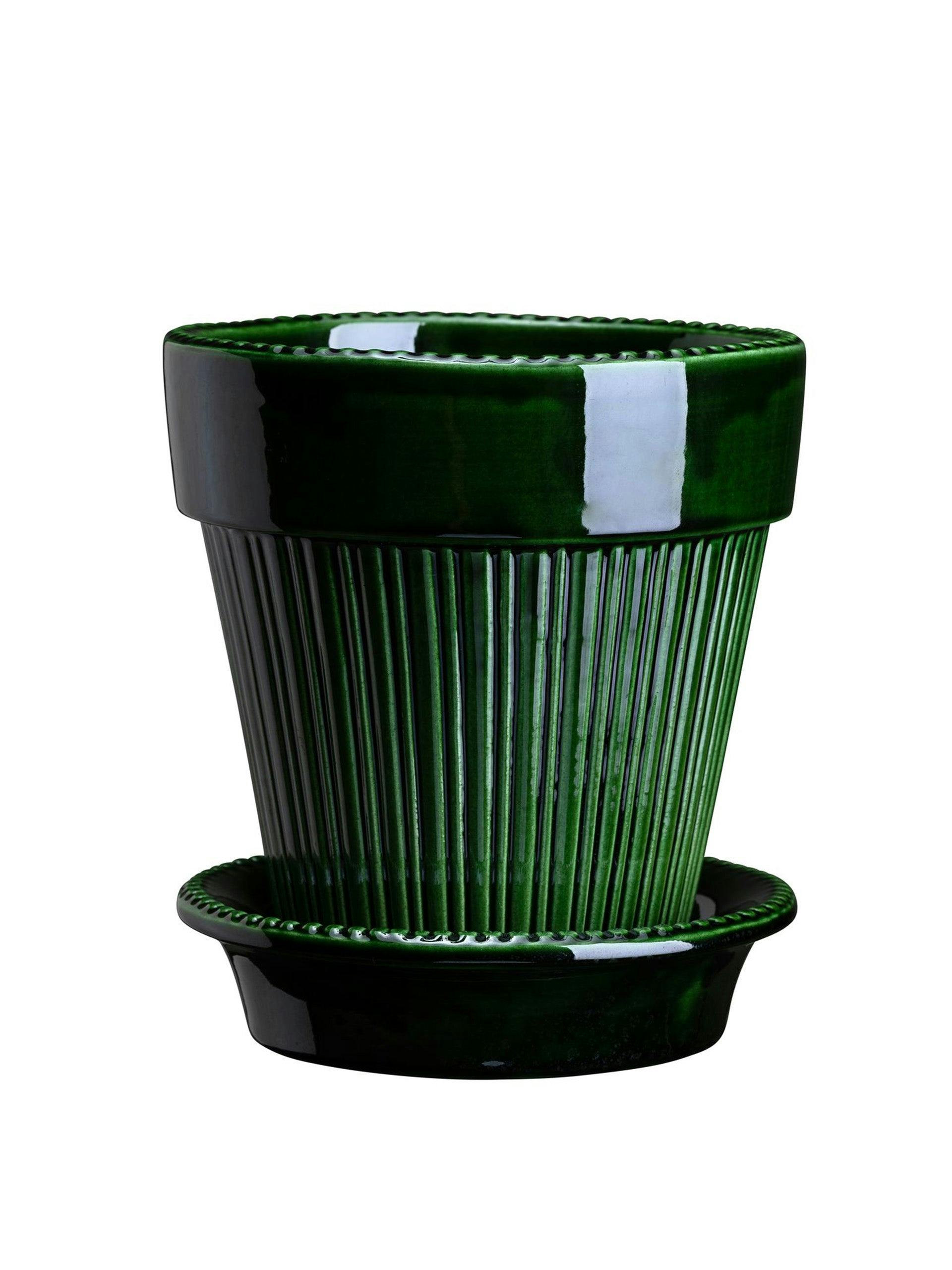 Green glazed flower pot