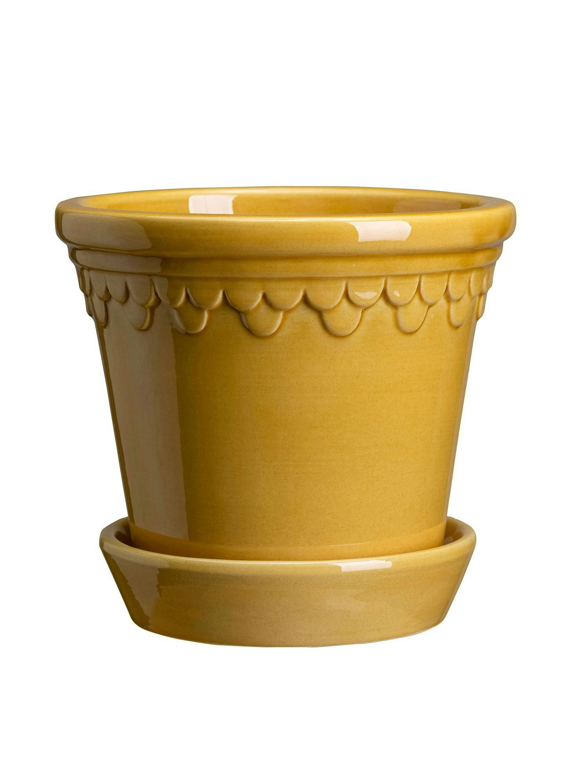 Yellow glazed flower pot