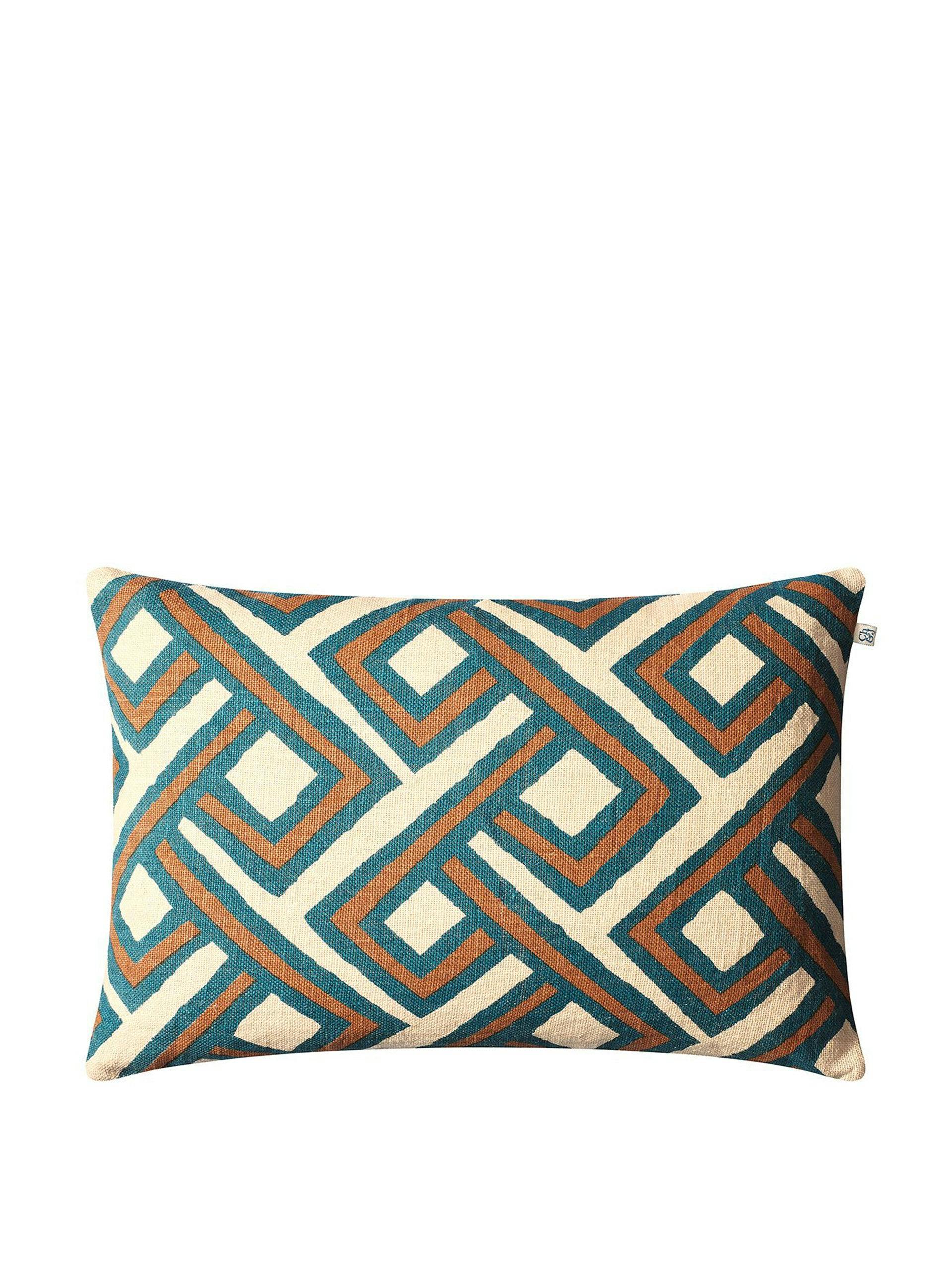 Palace Blue and Taupe cushion cover