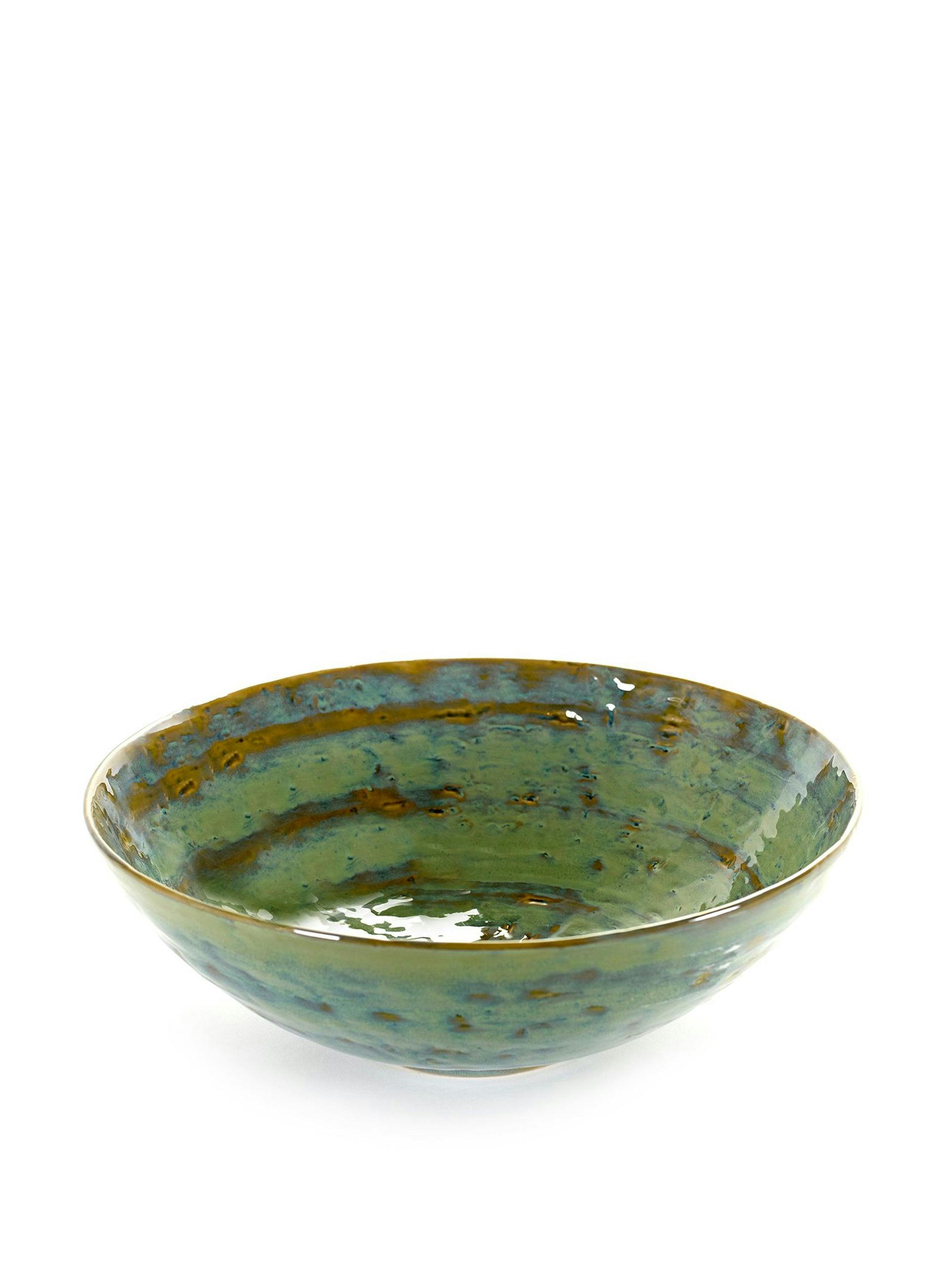 Green stoneware salad bowl