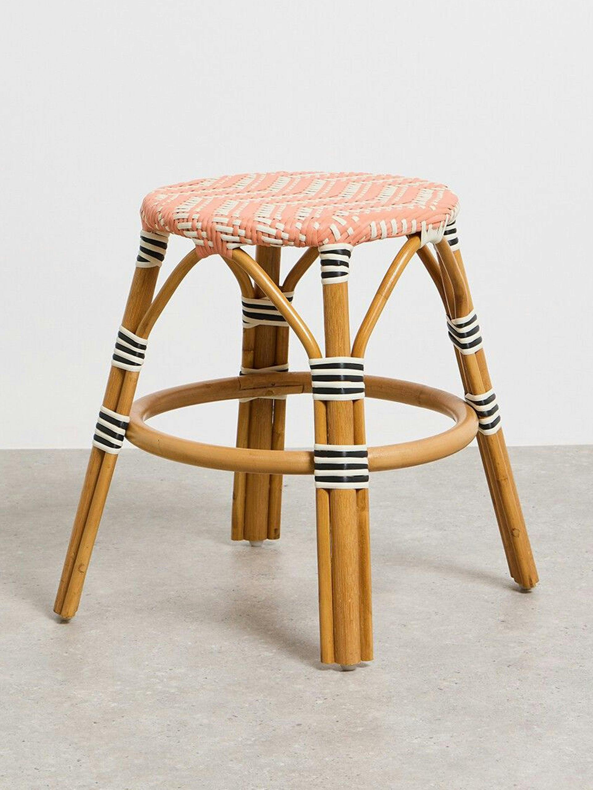 Bistro orange rattan short stool