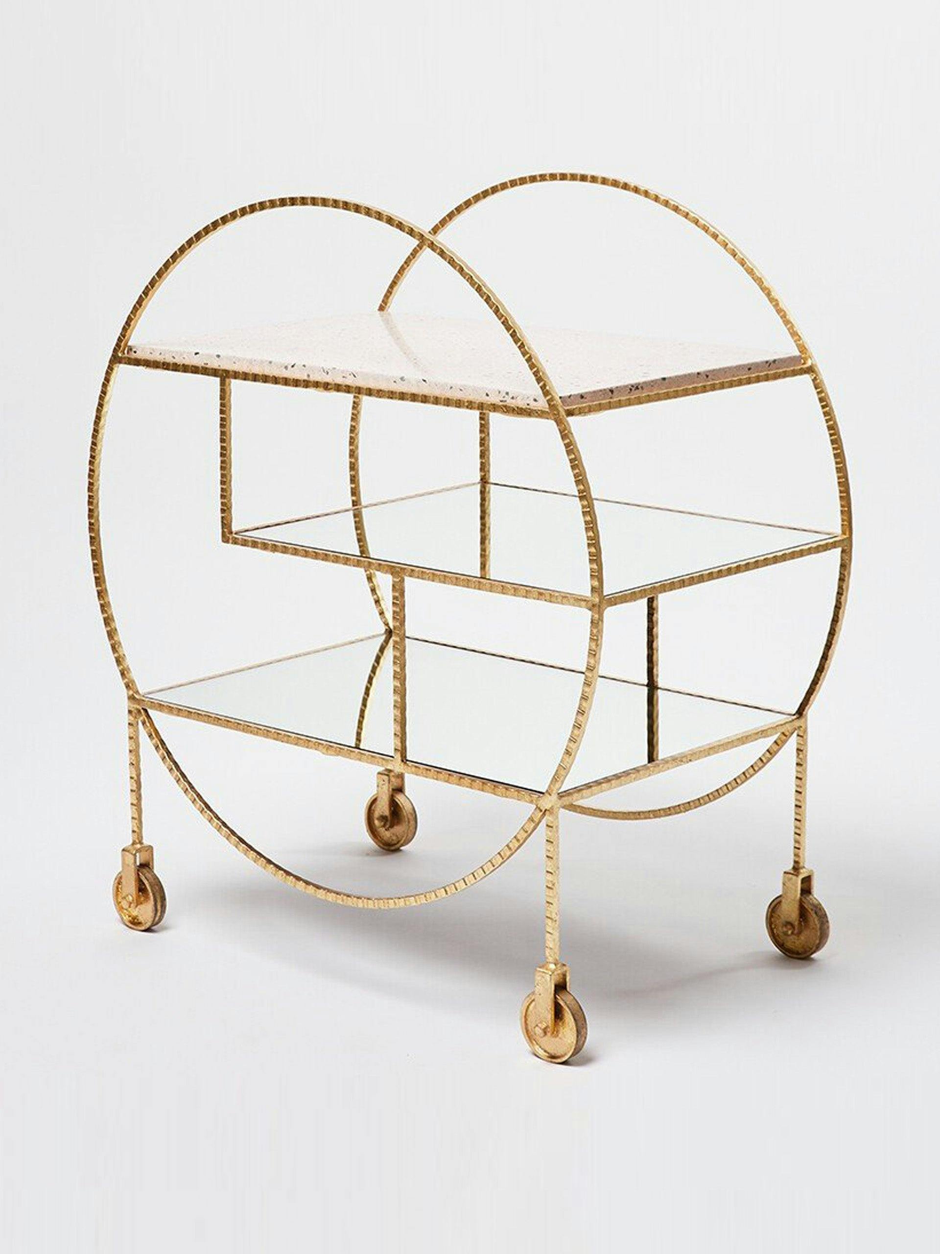 Pink and gold metal drinks trolley