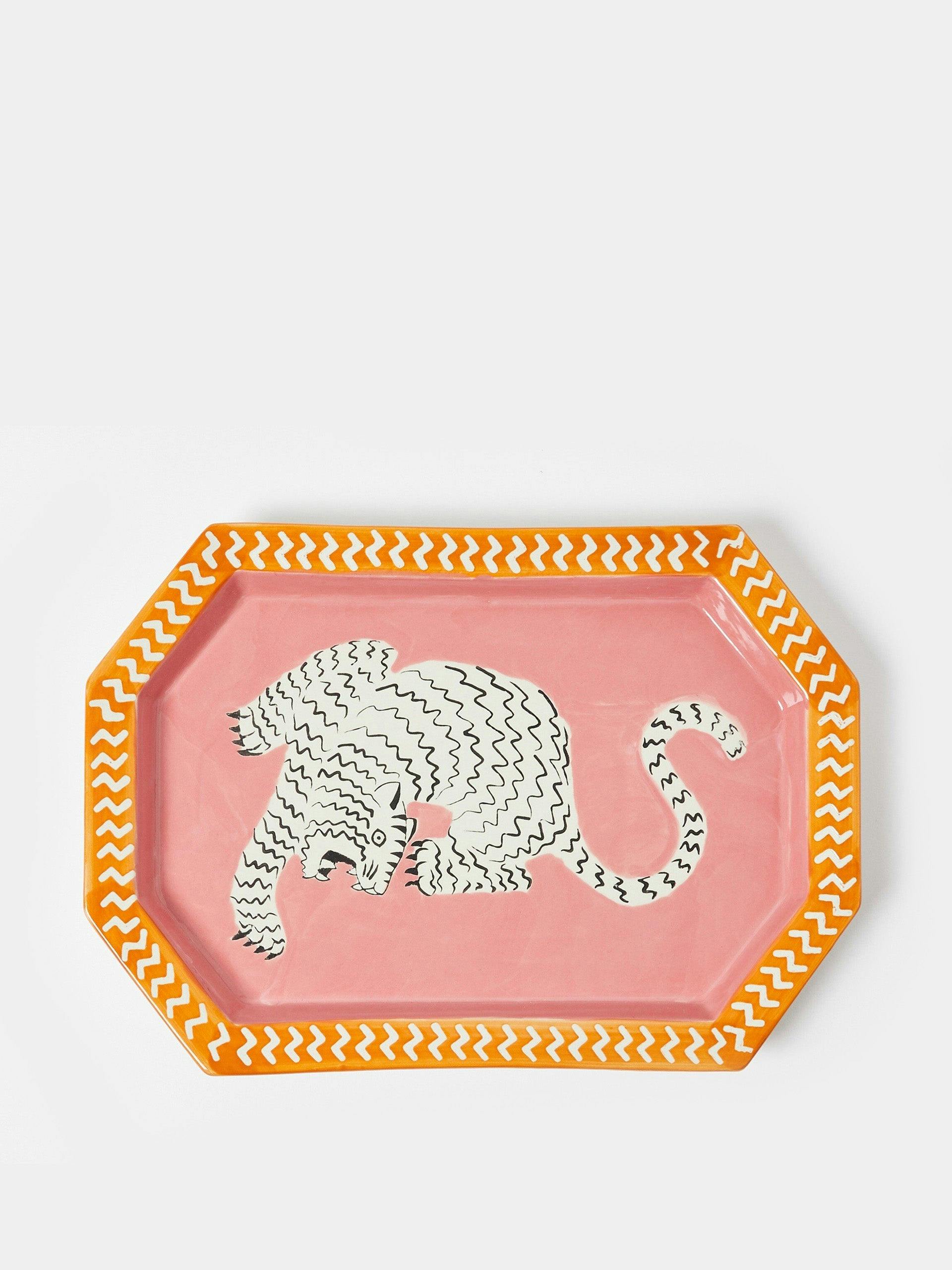 Pink tiger ceramic platter