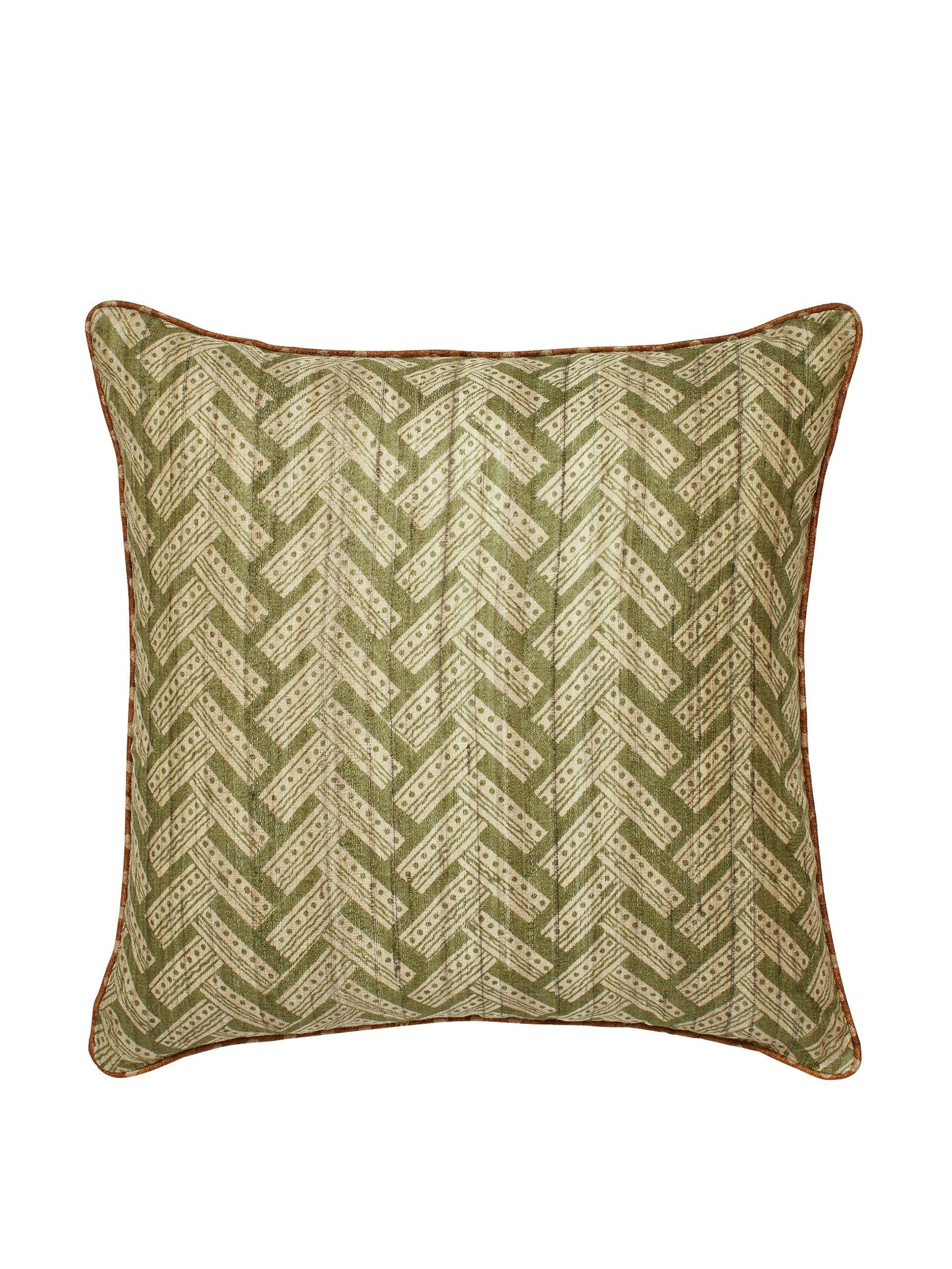 Green and Ochre spot cushion cover