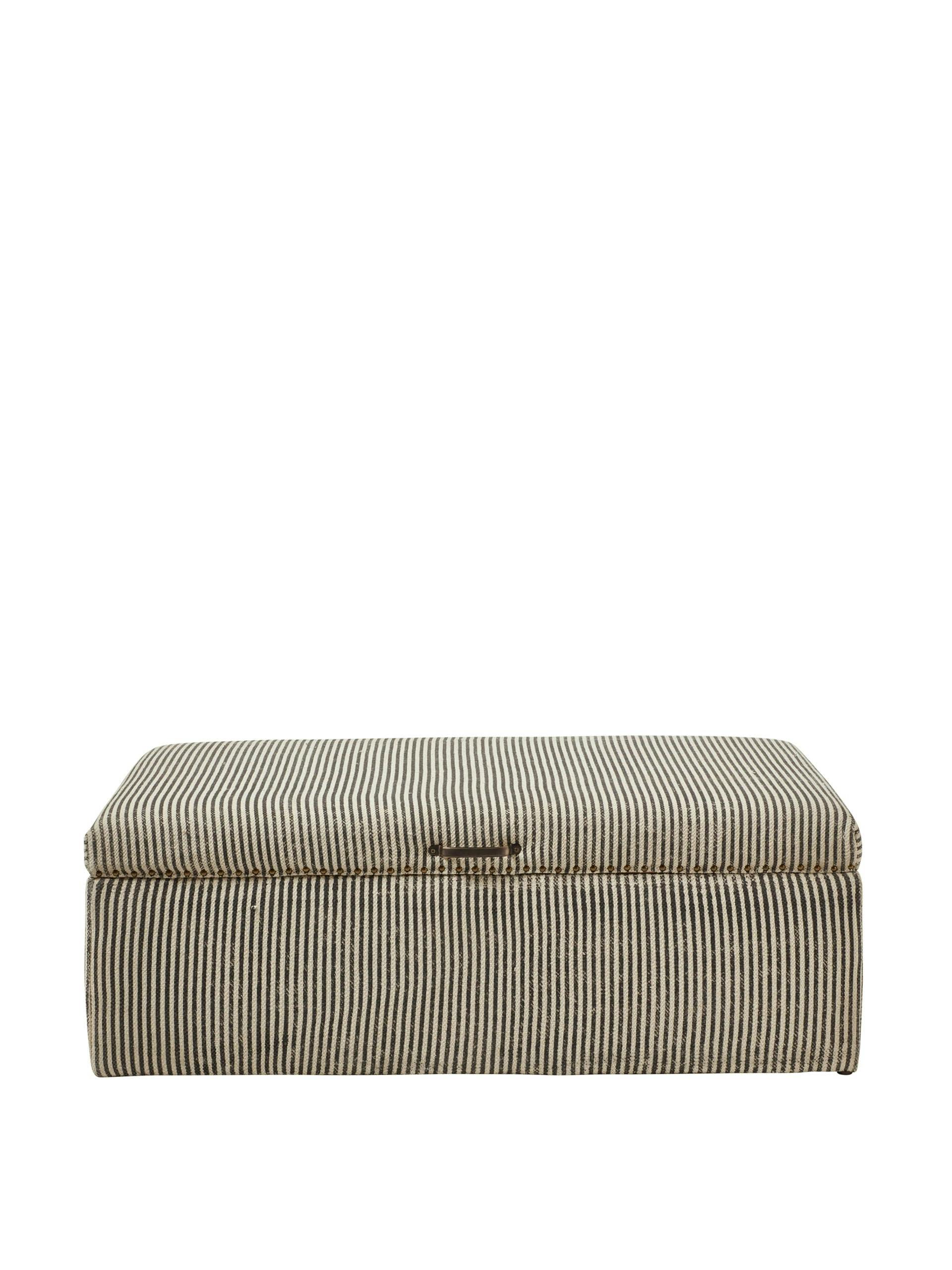 Charcoal striped upholstered ottoman