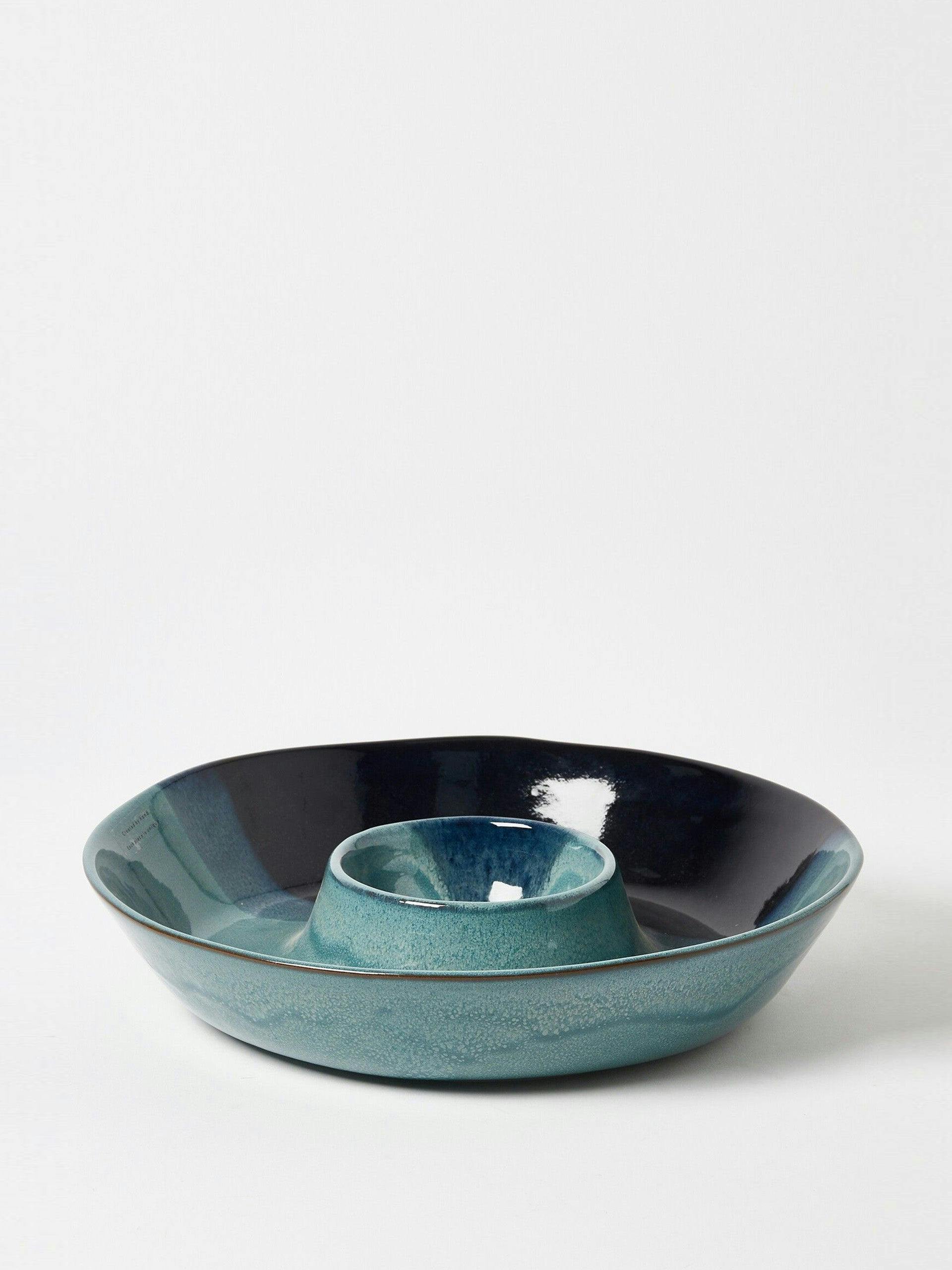 Cena blue terracotta chip and dip bowl