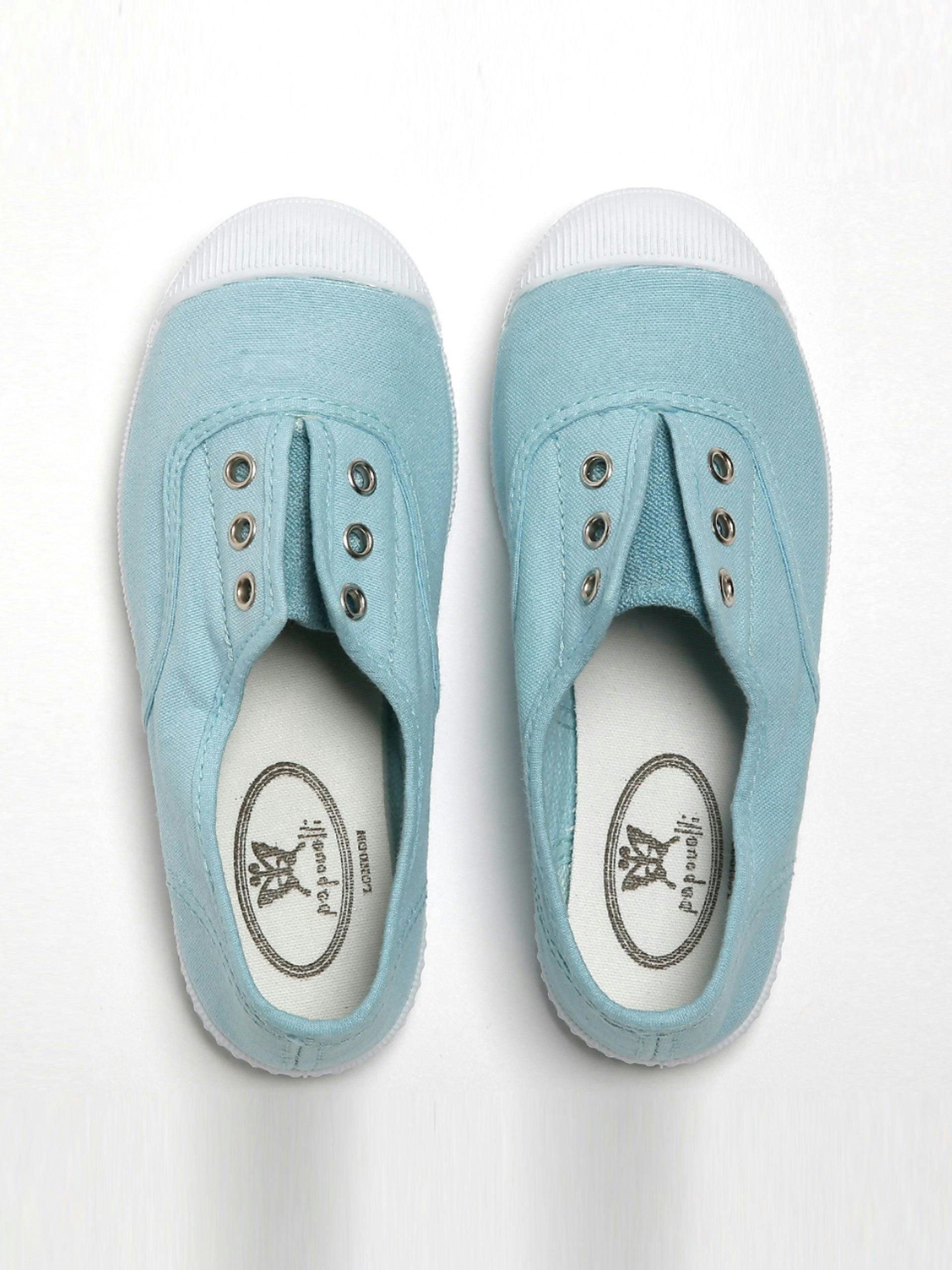 Blue canvas slip-on trainers