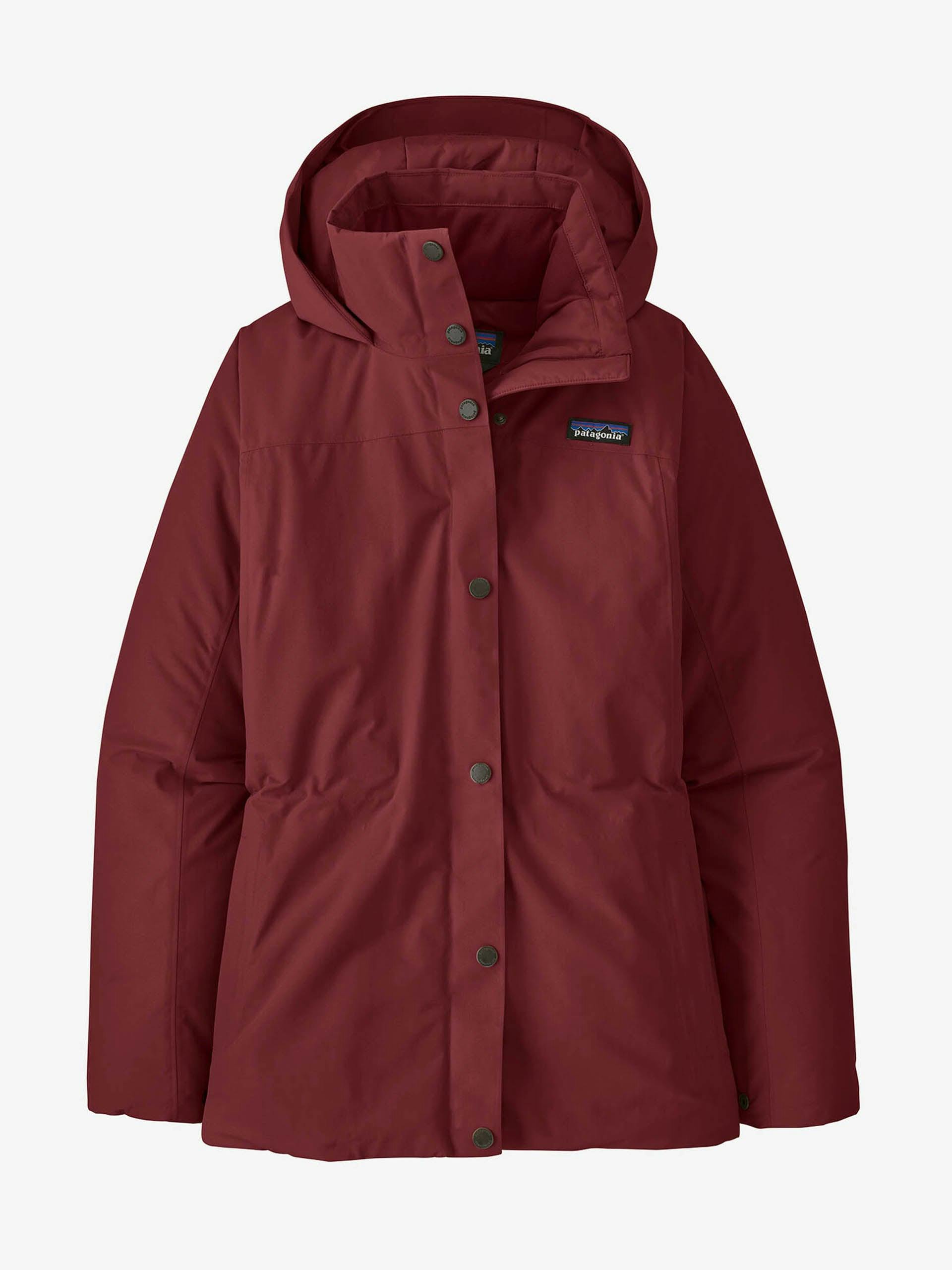 Red waterproof hooded jacket