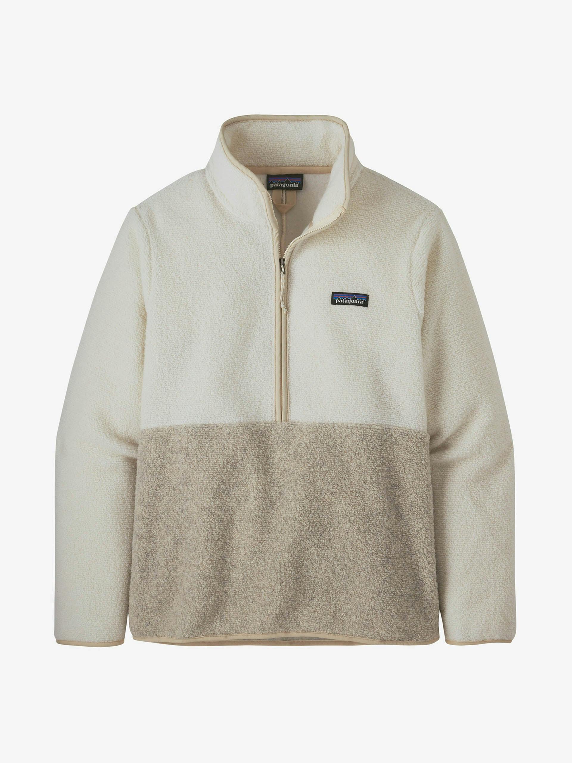 White and beige fleece pullover