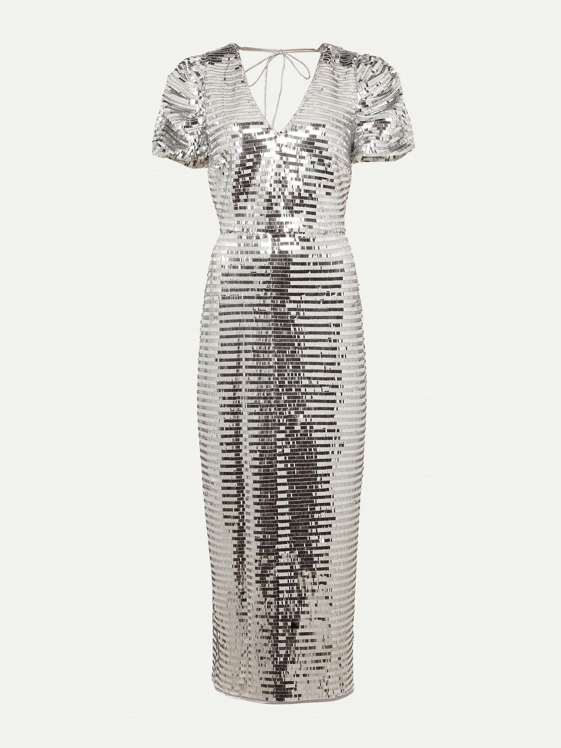 Novalie silver sequin midaxi dress