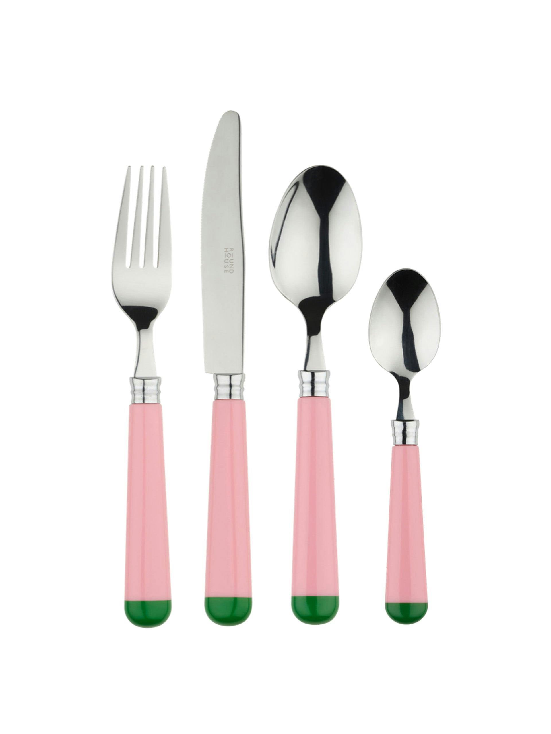 Pink and green cutlery (16-piece set)