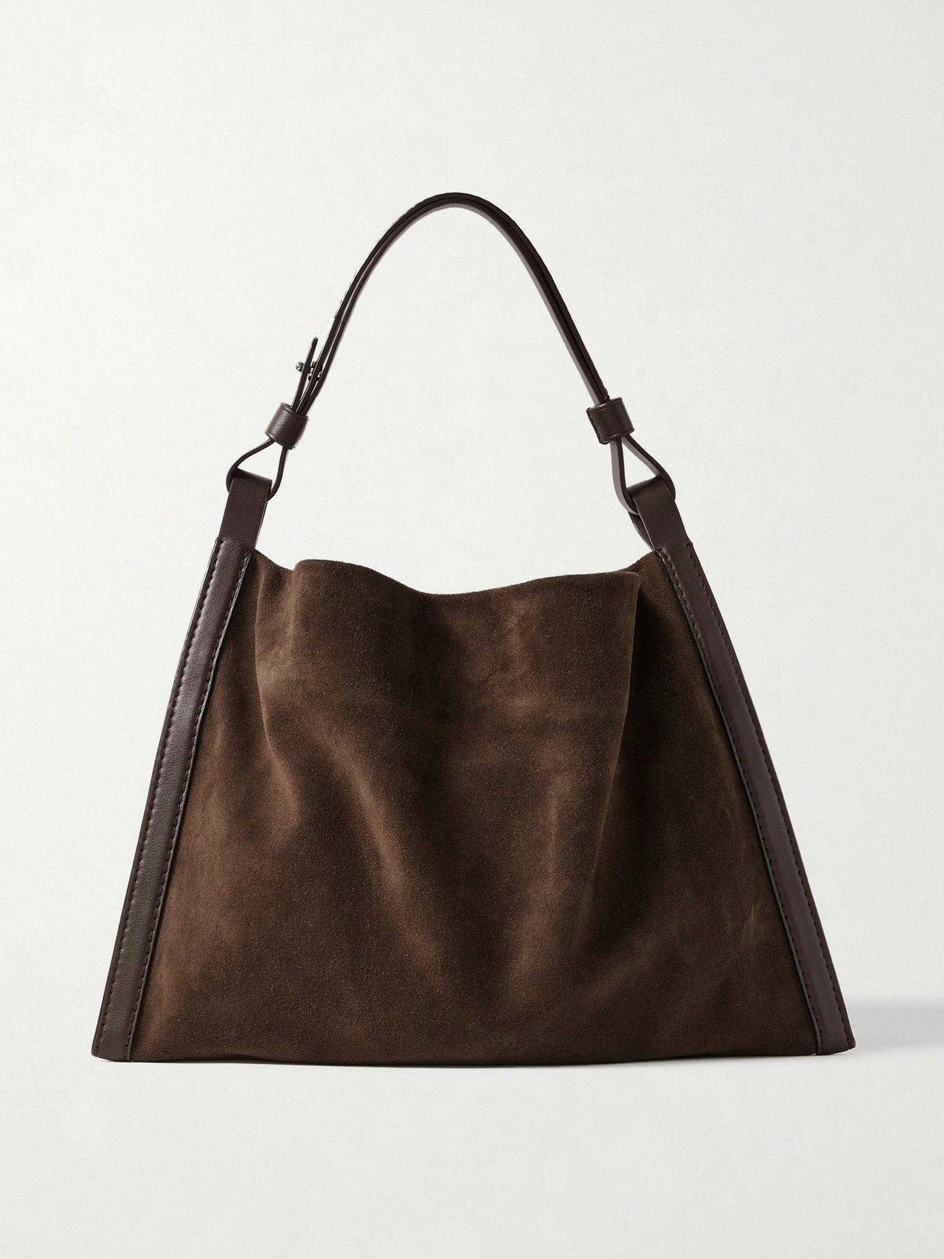 Minetta leather-trimmed suede shoulder bag