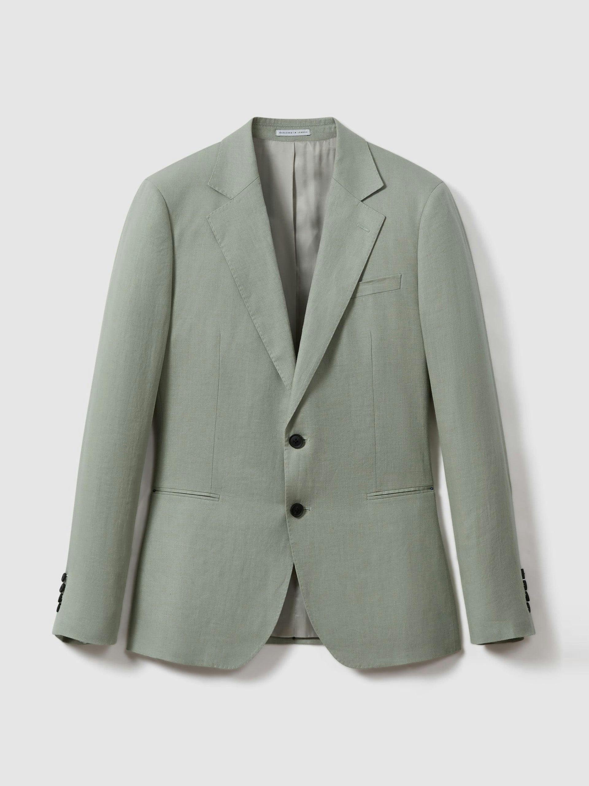 Kin slim fit single breasted linen blazer