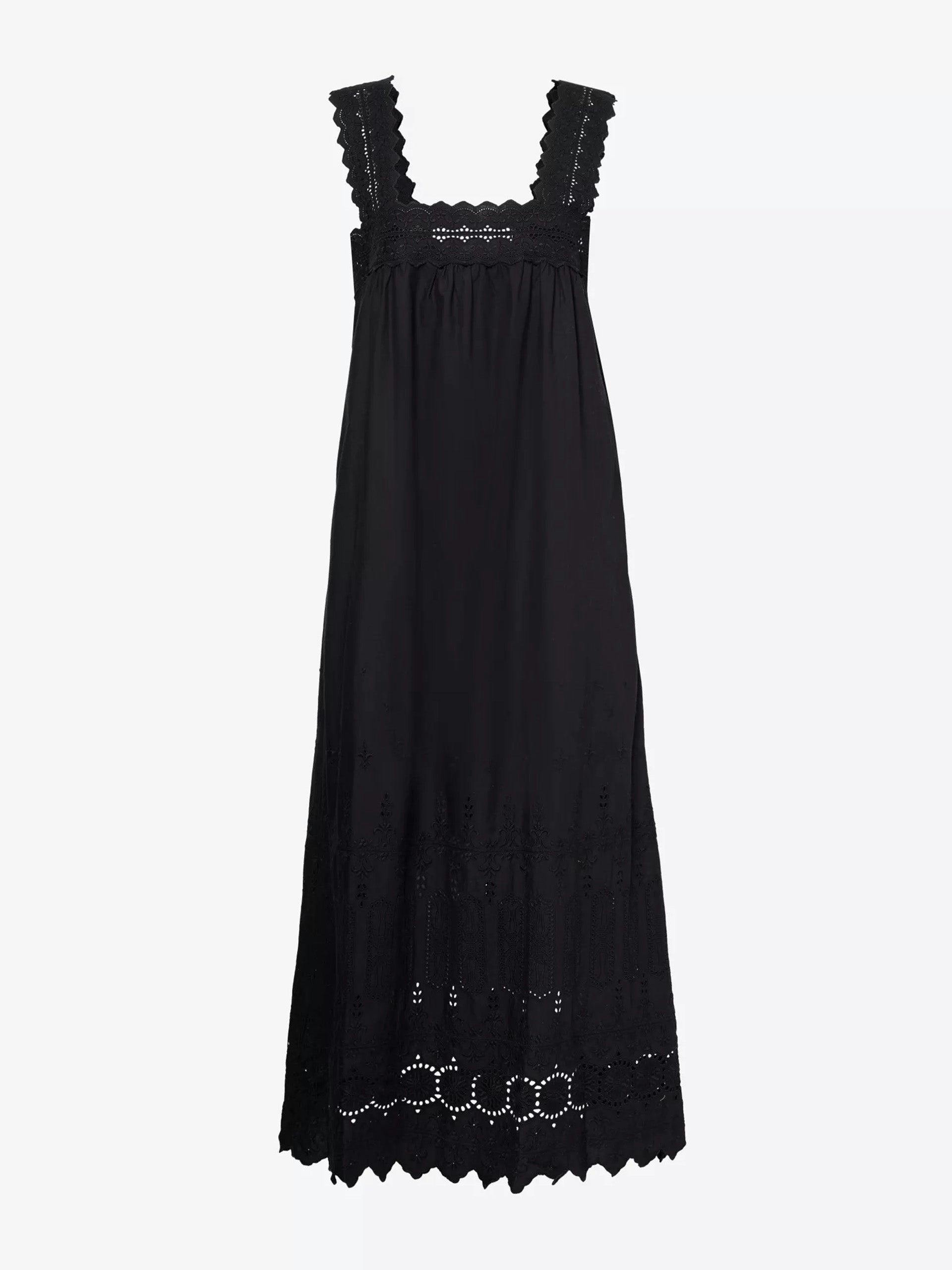 Amelia embroidered-trim cotton midi dress