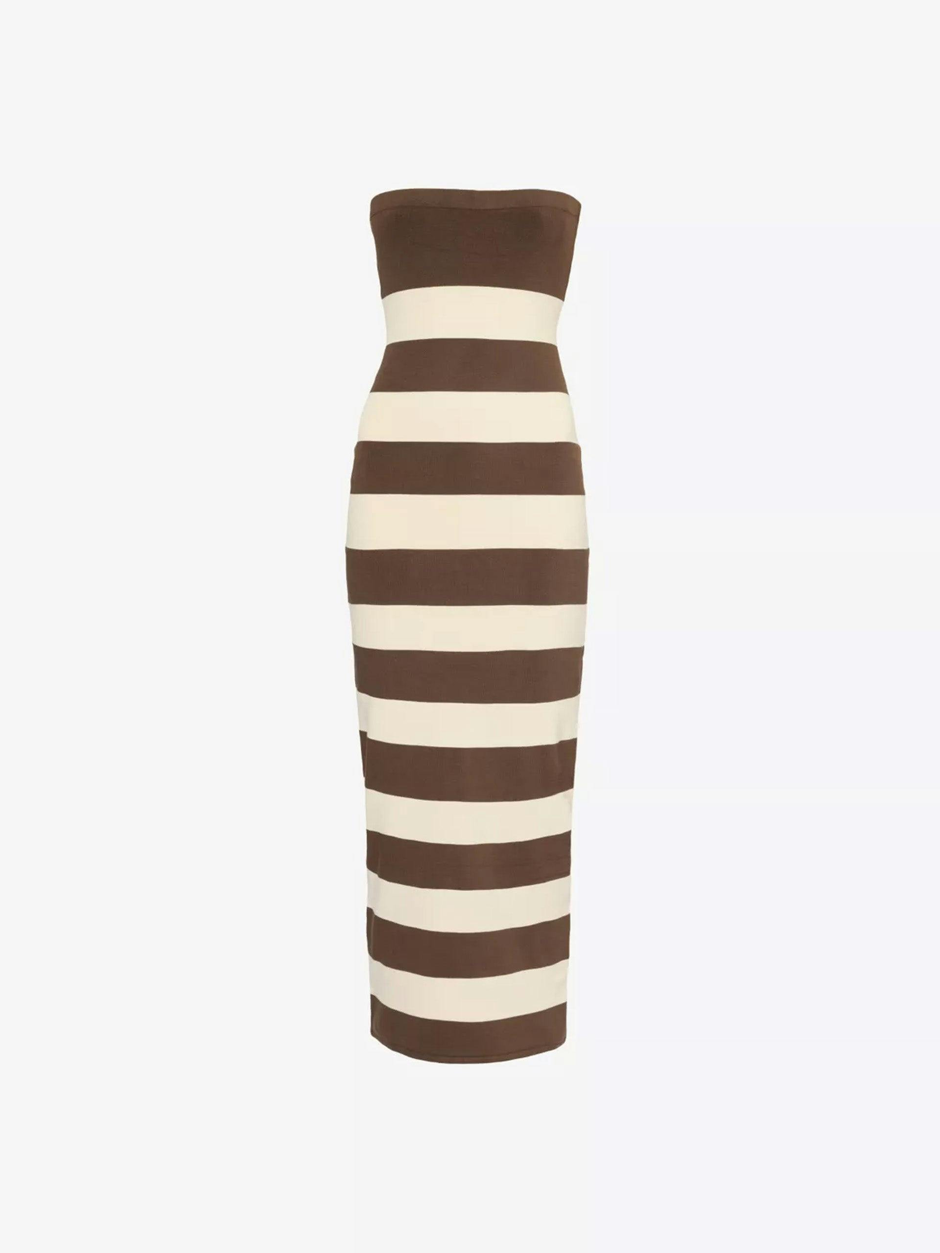 Theo striped knitted midi dress