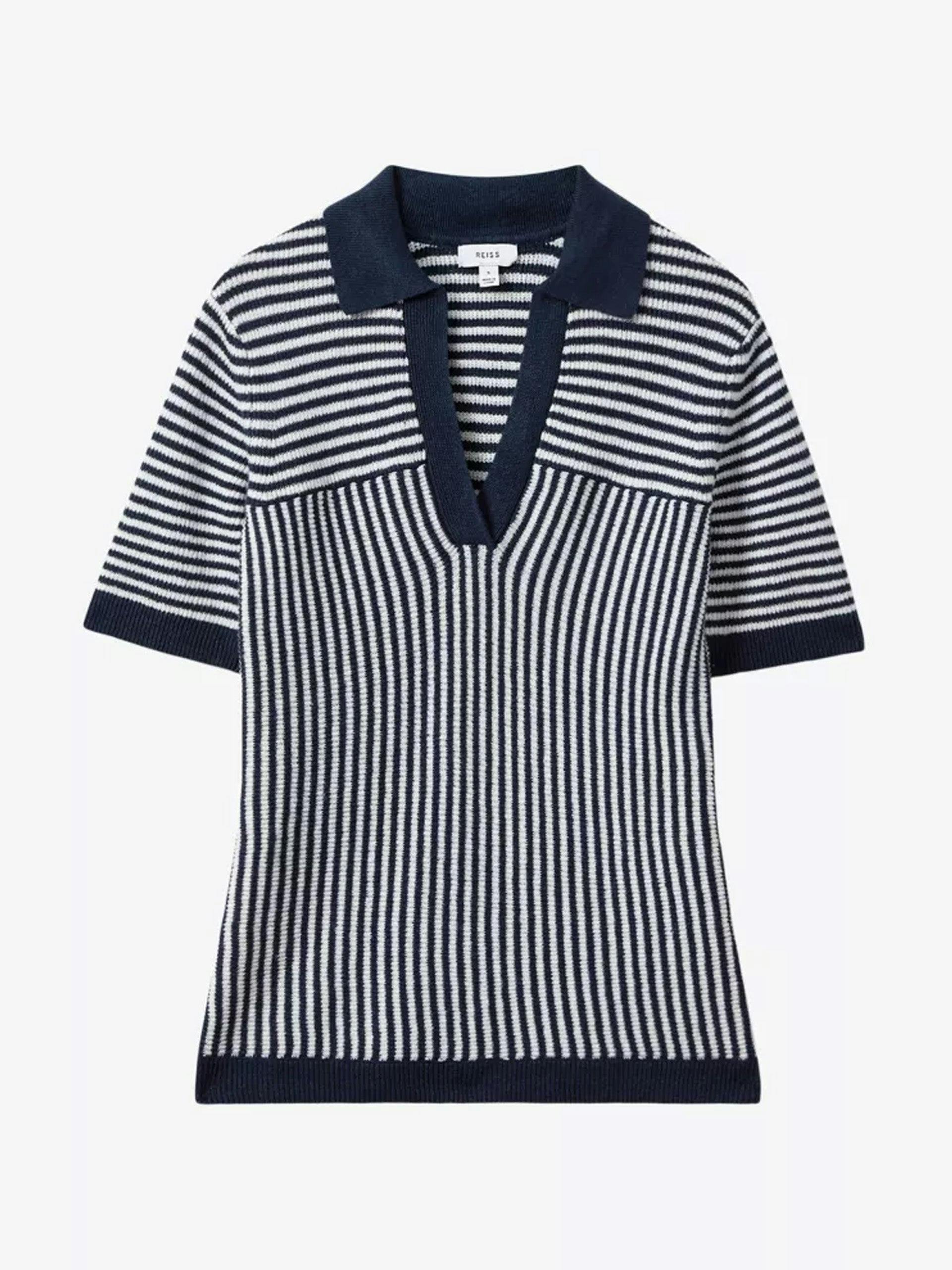 Stevie open-collar stripe knitted polo