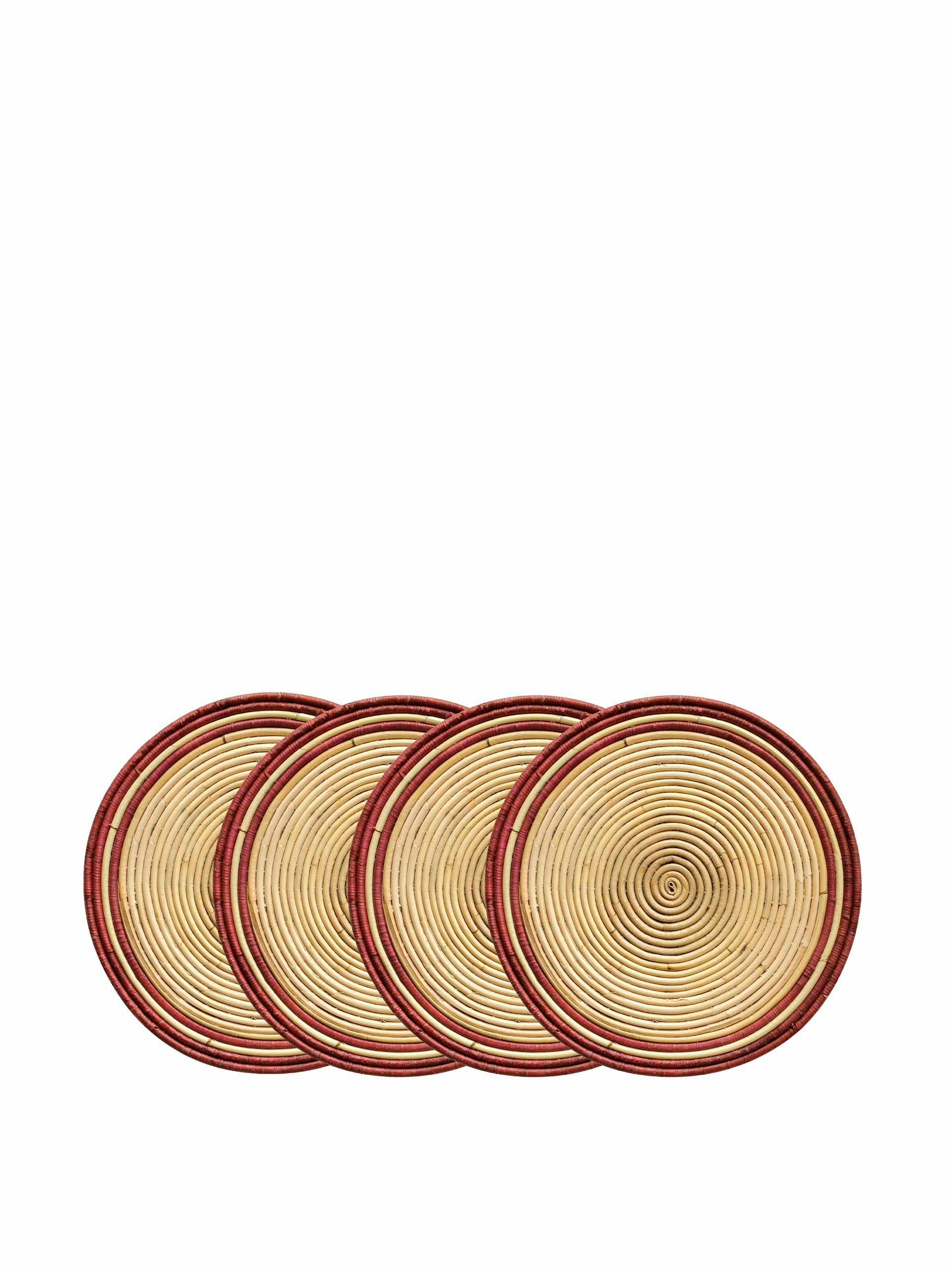 Handwoven circular rattan placemats (set of 4)