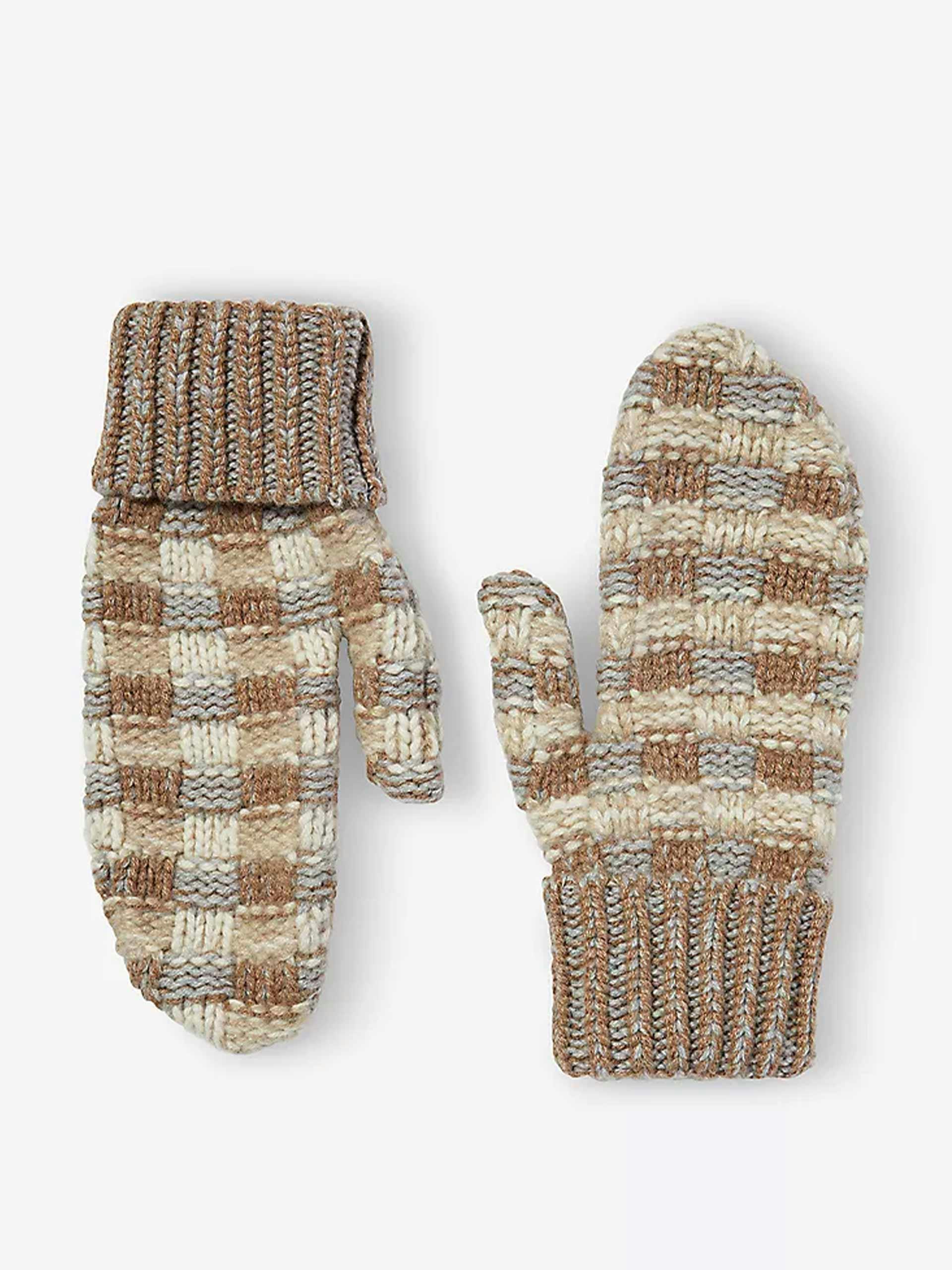 Checked cashmere mittens