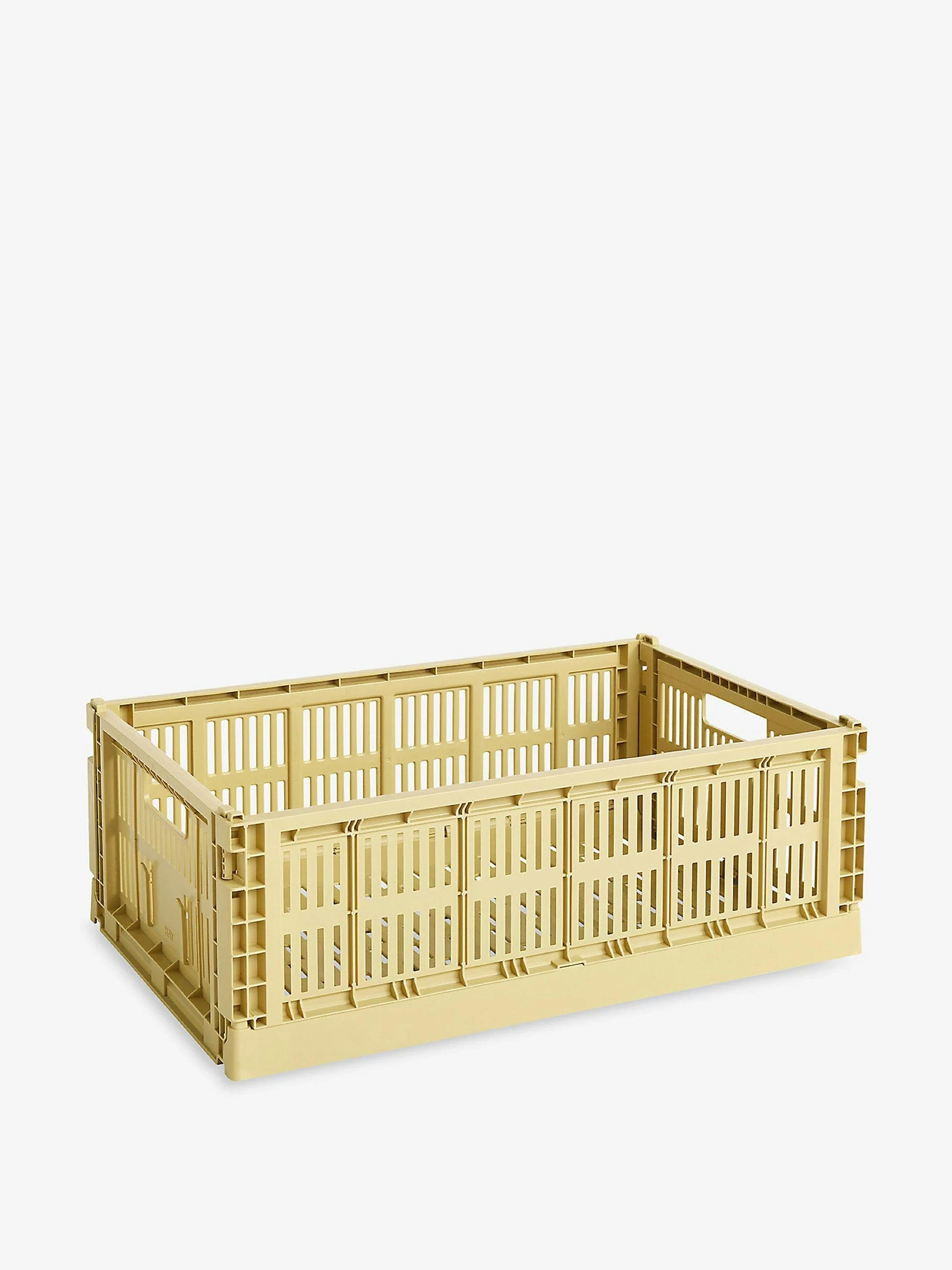 Yellow stackable crate