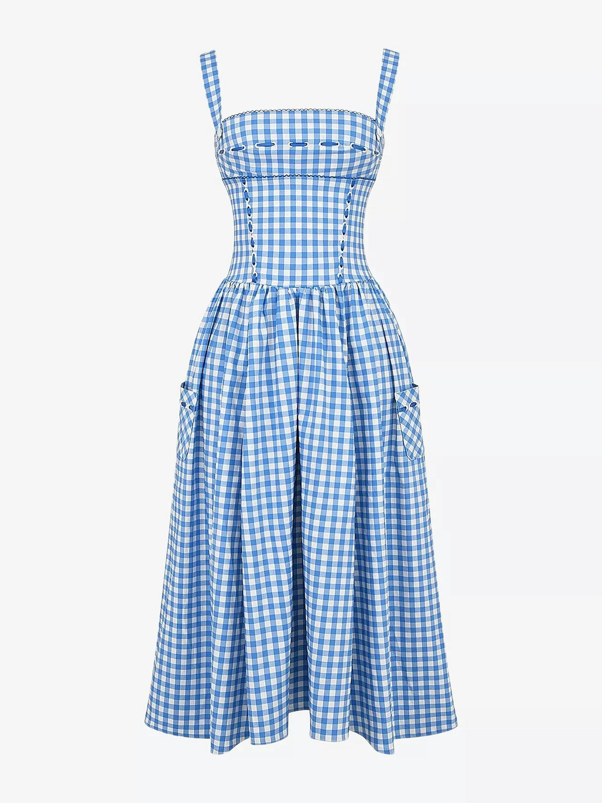 Vivien gingham stretch-woven midi dress