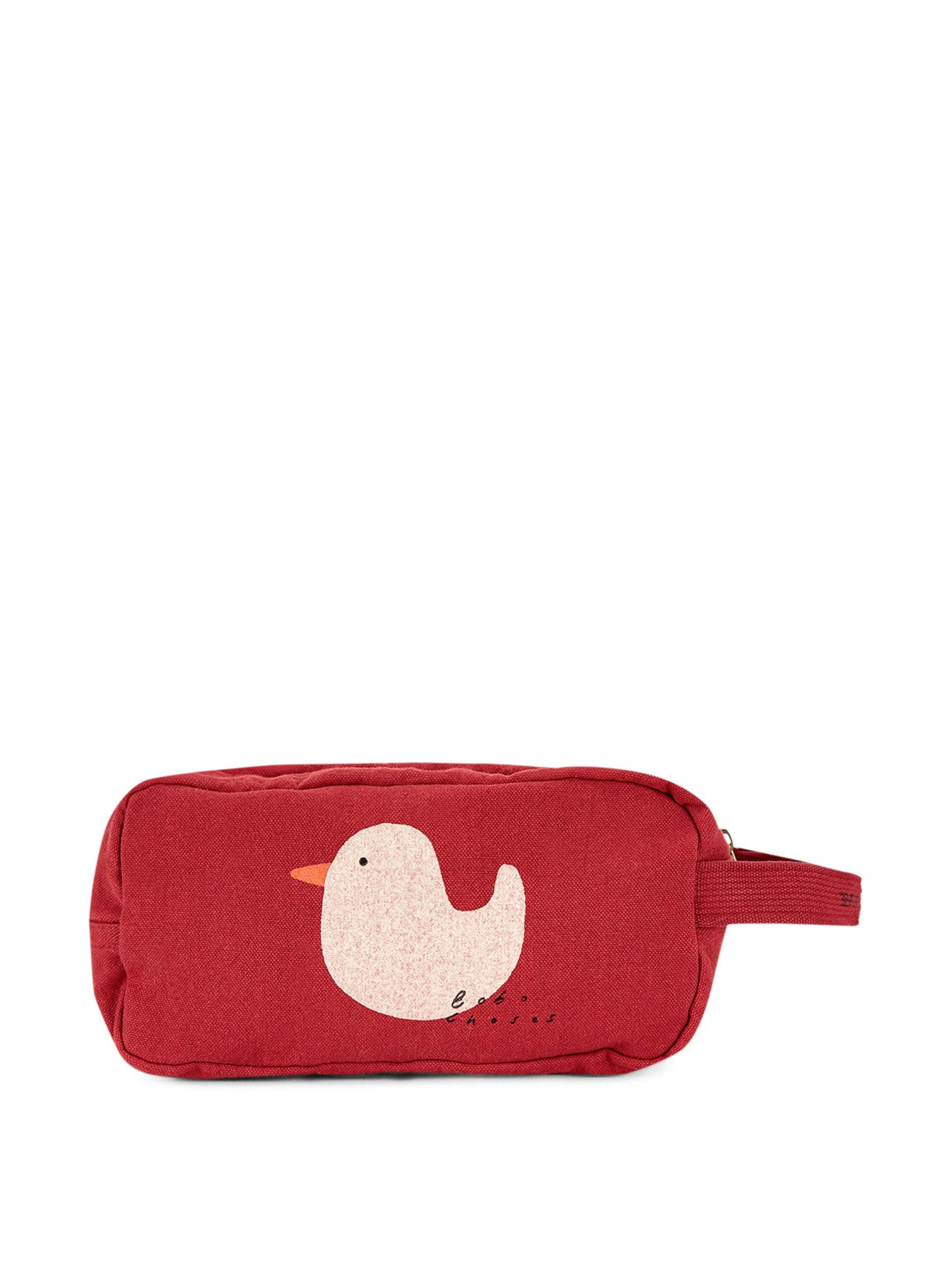 Red duck print pencil case