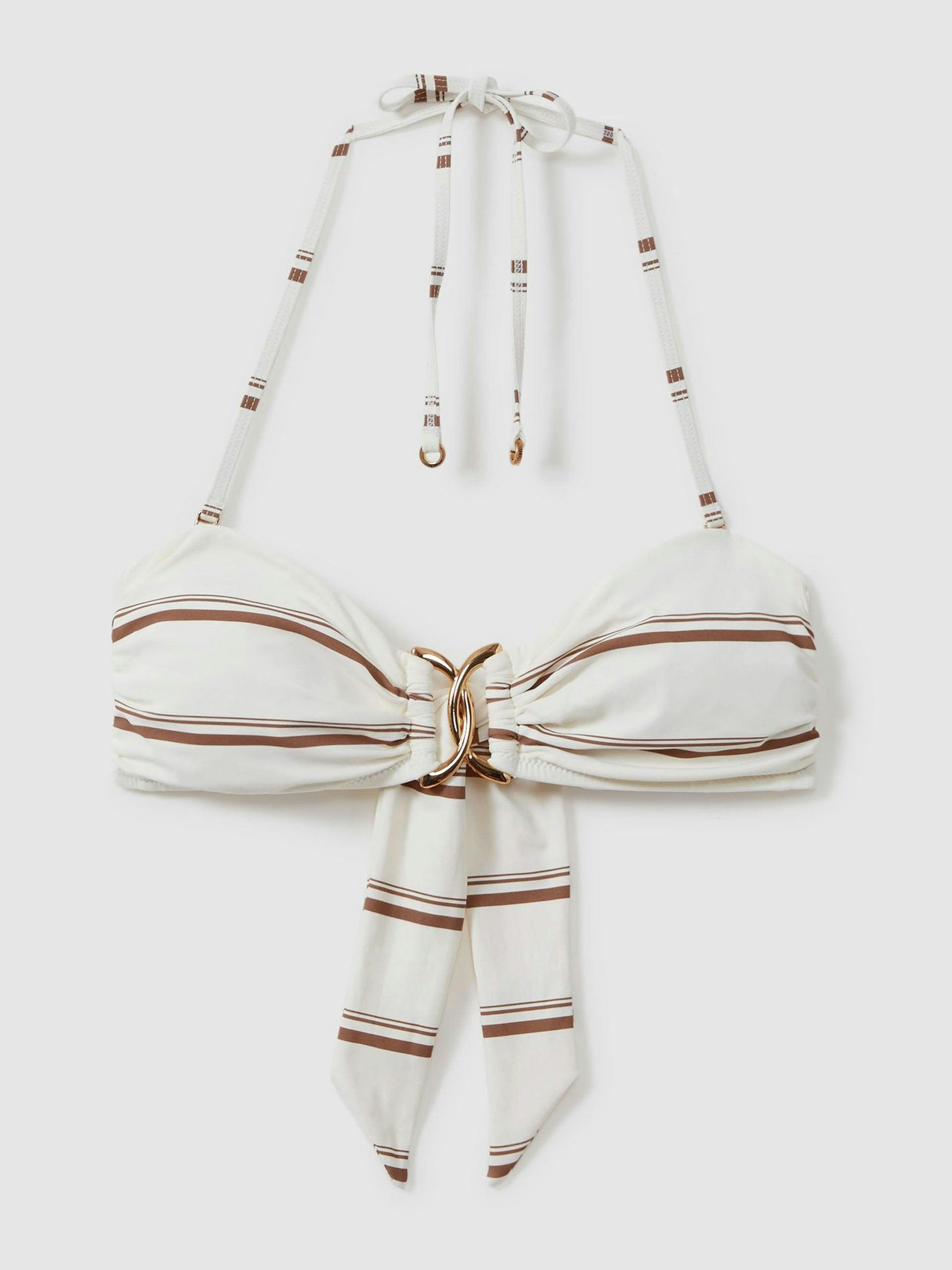 Johanna striped removable strap bikini top