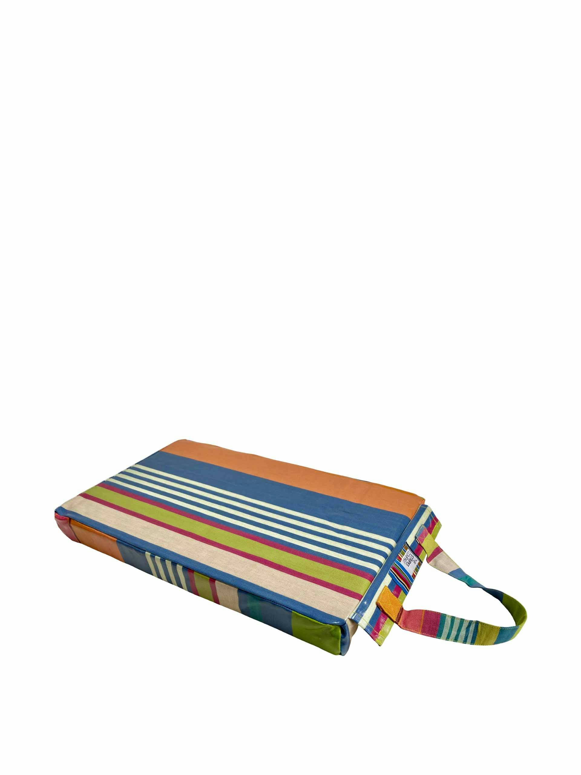 Multi-coloured striped cushion pad